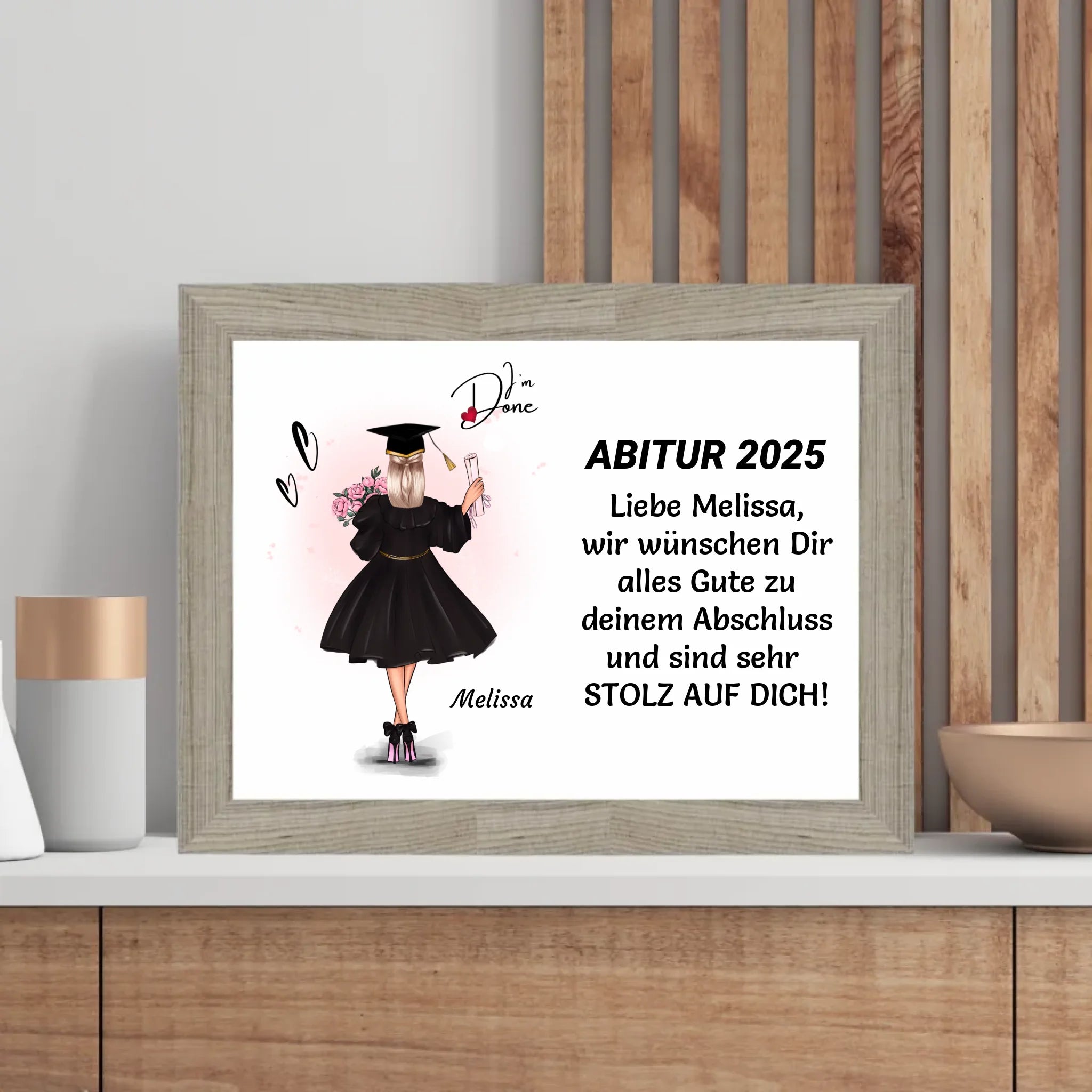 Geschenk zum Abitur Mädchen Poster / Bild / Karte personalisiert - Cantty
