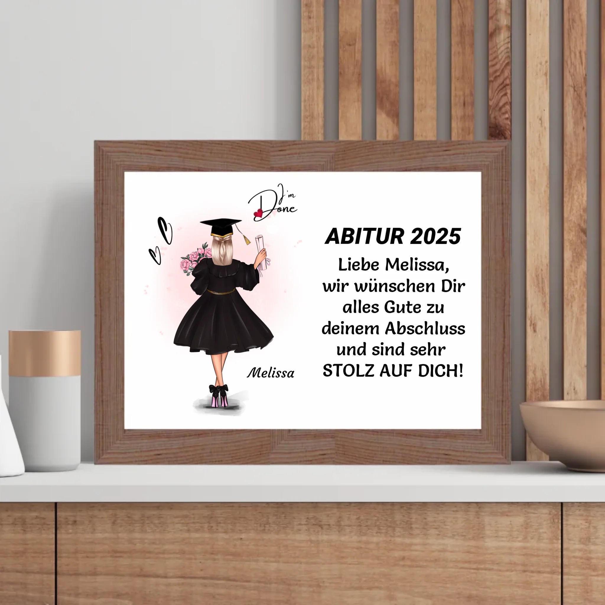 Geschenk zum Abitur Mädchen Poster / Bild / Karte personalisiert - Cantty
