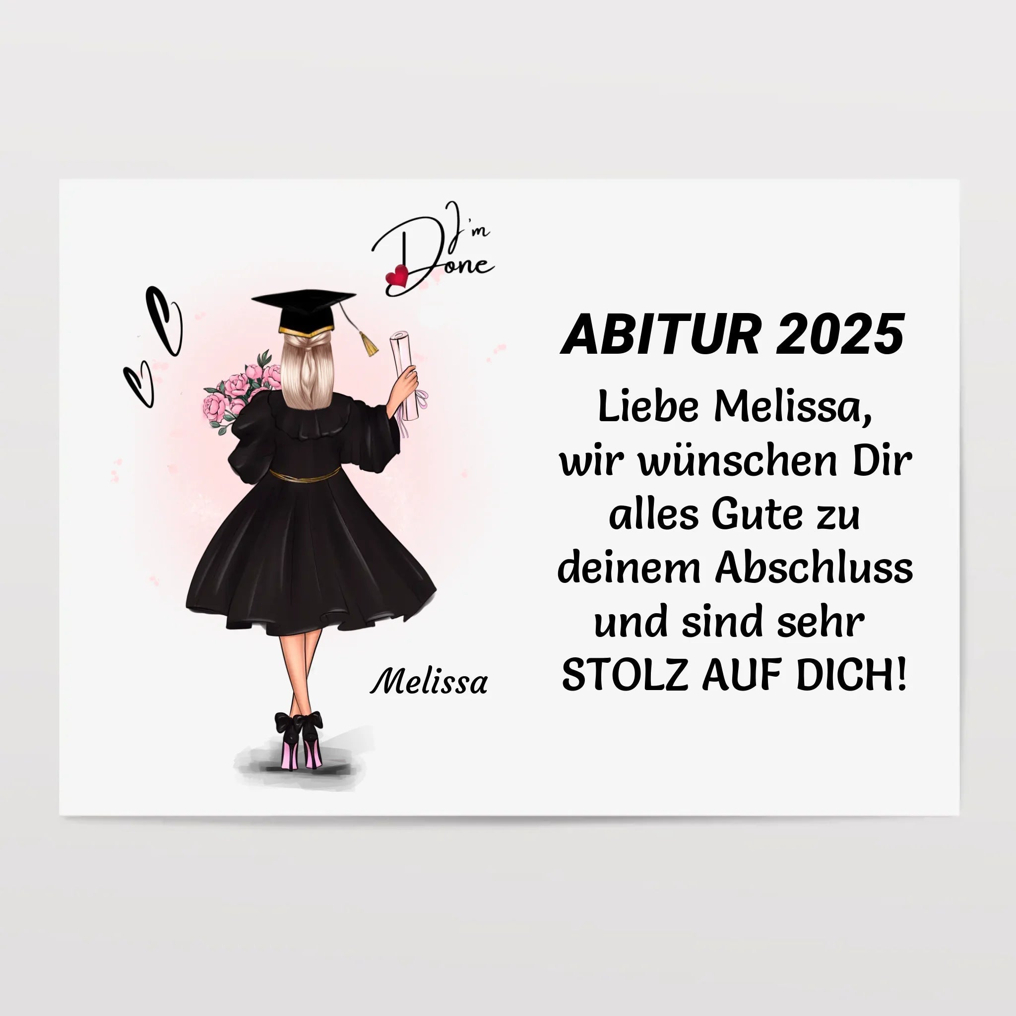 Geschenk zum Abitur Mädchen Poster / Bild / Karte personalisiert - Cantty