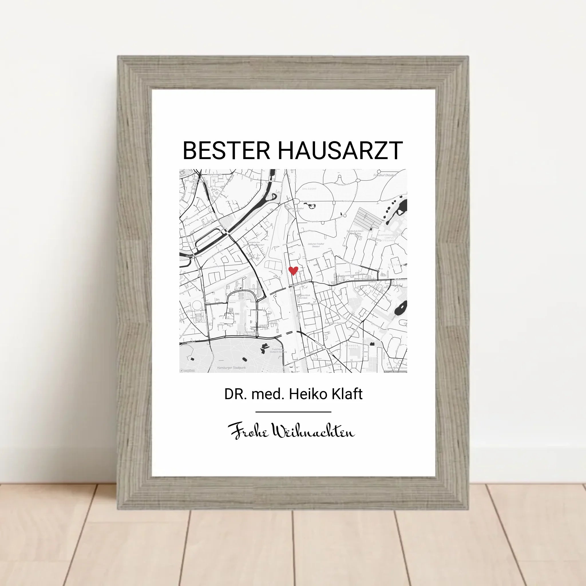 Hausarzt Weihnachtsgeschenk Poster Stadtkarte personalisierbar - Cantty