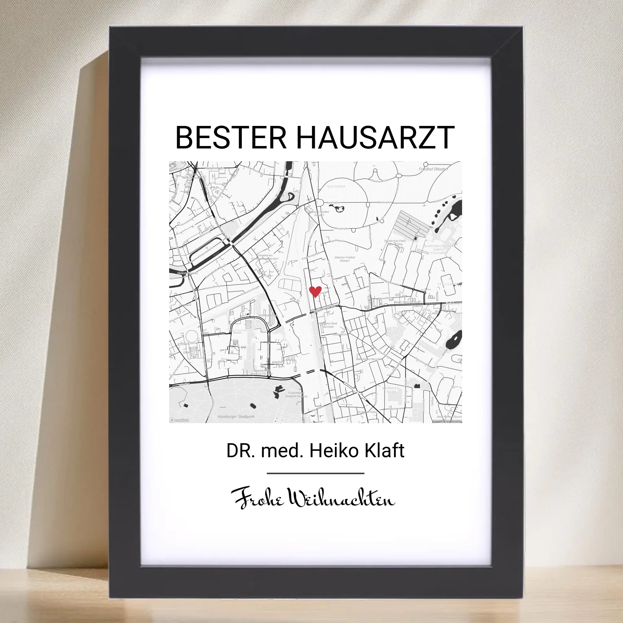 Hausarzt Weihnachtsgeschenk Poster Stadtkarte personalisierbar - Cantty