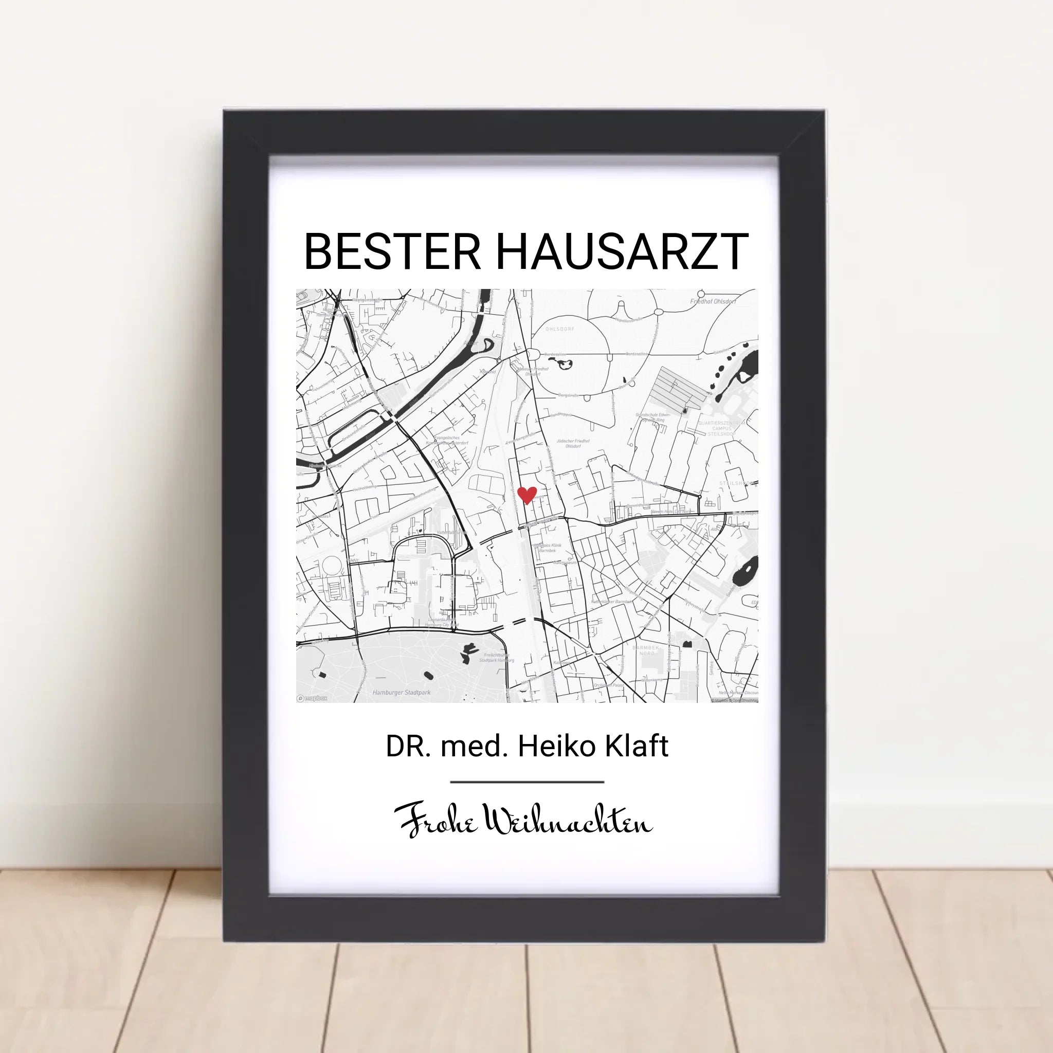 Hausarzt Weihnachtsgeschenk Poster Stadtkarte personalisierbar - Cantty