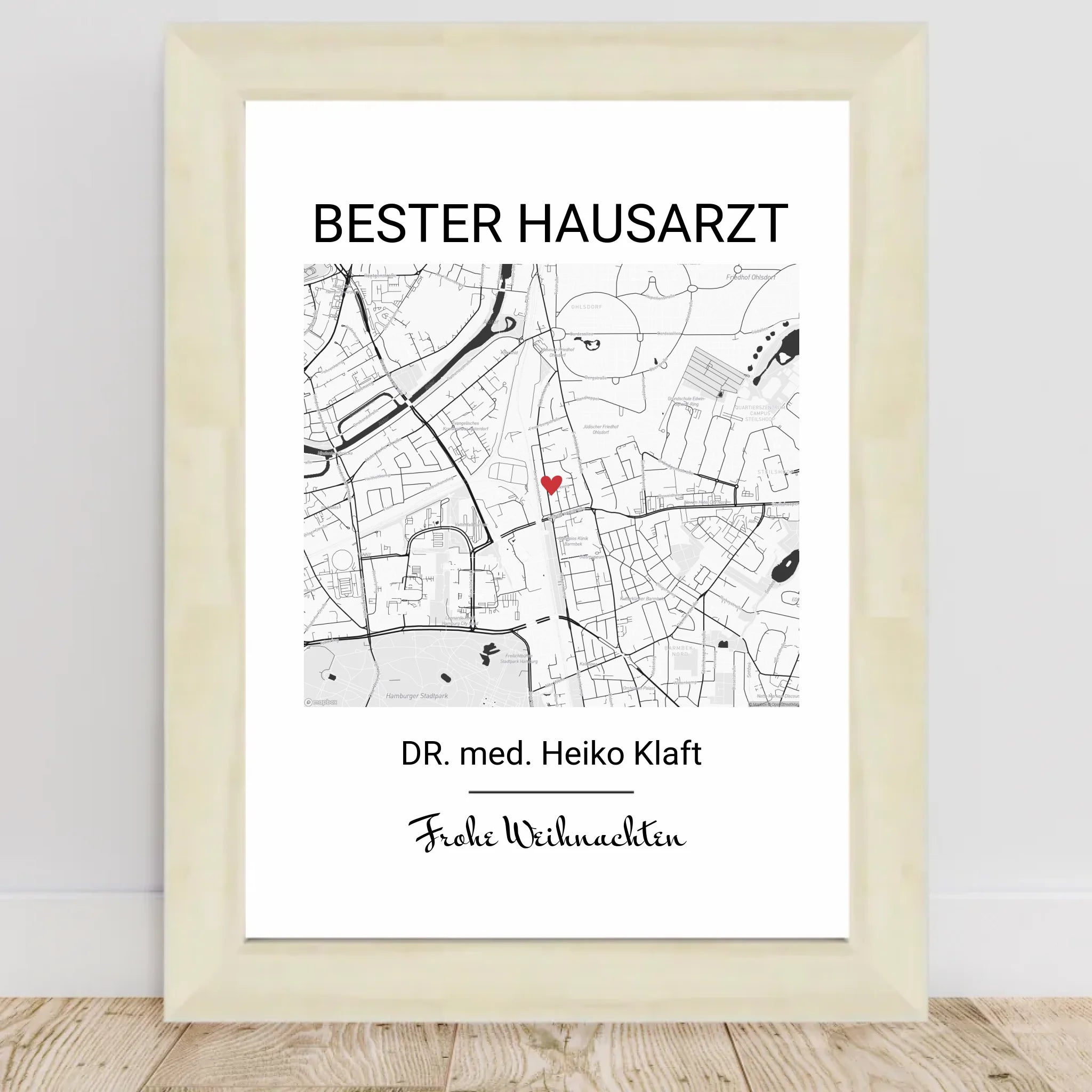 Hausarzt Weihnachtsgeschenk Poster Stadtkarte personalisierbar - Cantty