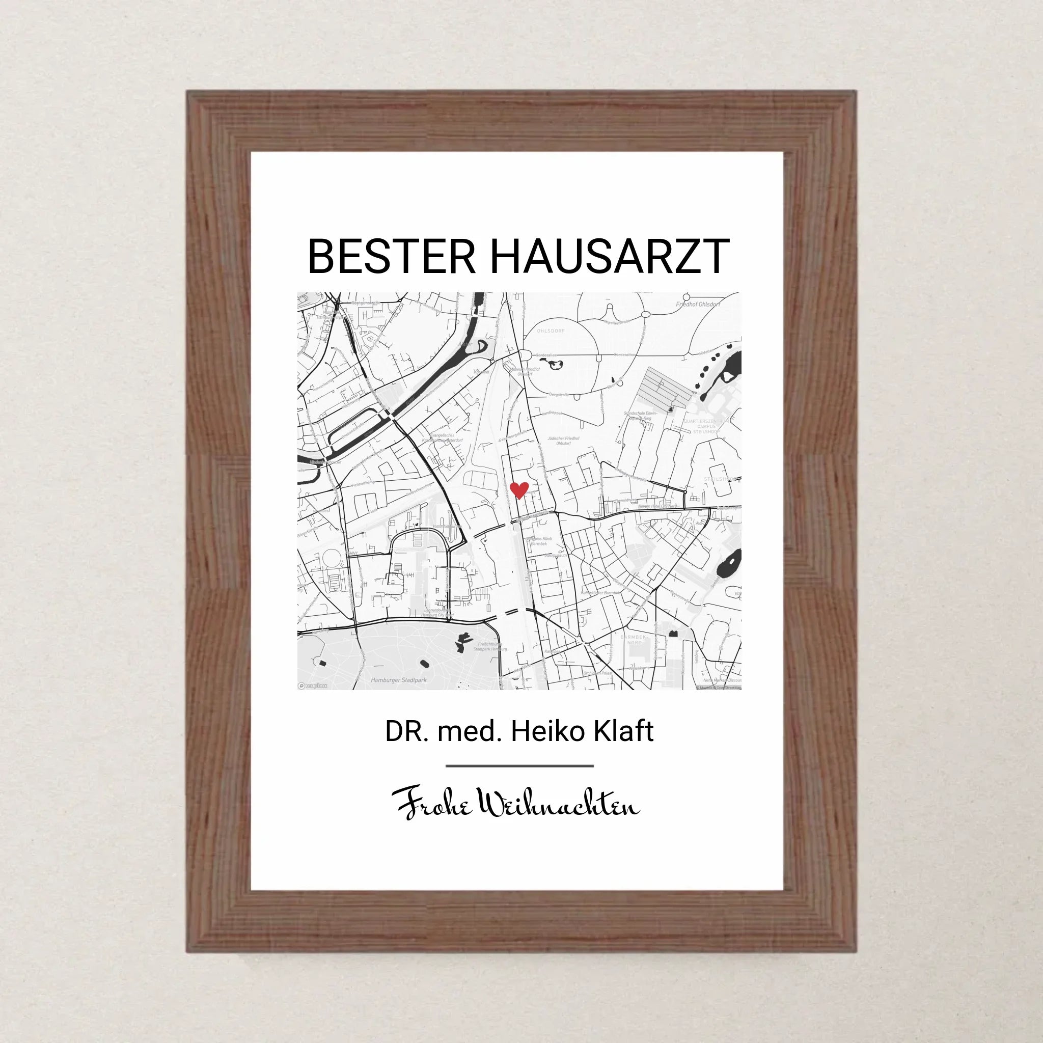 Hausarzt Weihnachtsgeschenk Poster Stadtkarte personalisierbar - Cantty