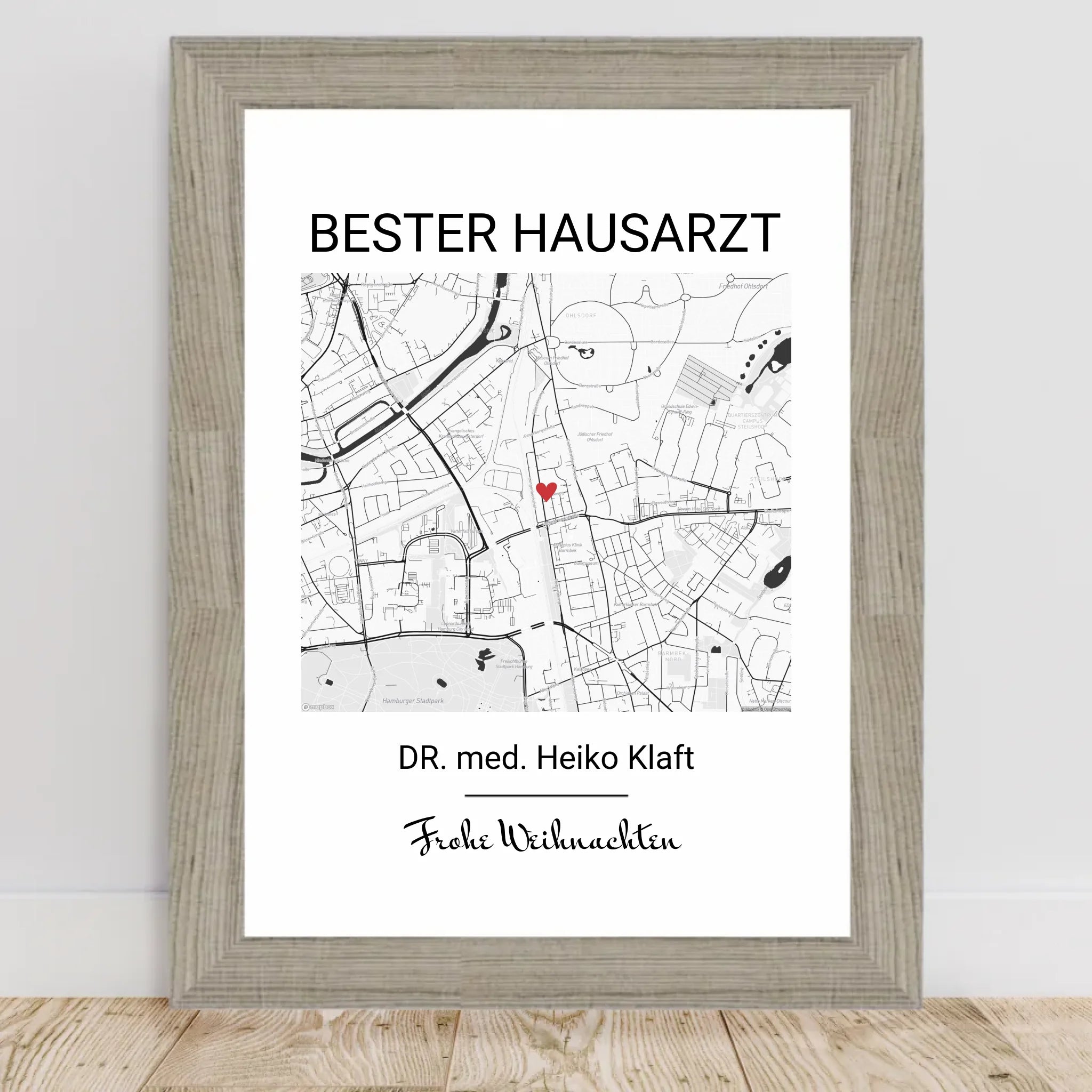 Hausarzt Weihnachtsgeschenk Poster Stadtkarte personalisierbar - Cantty