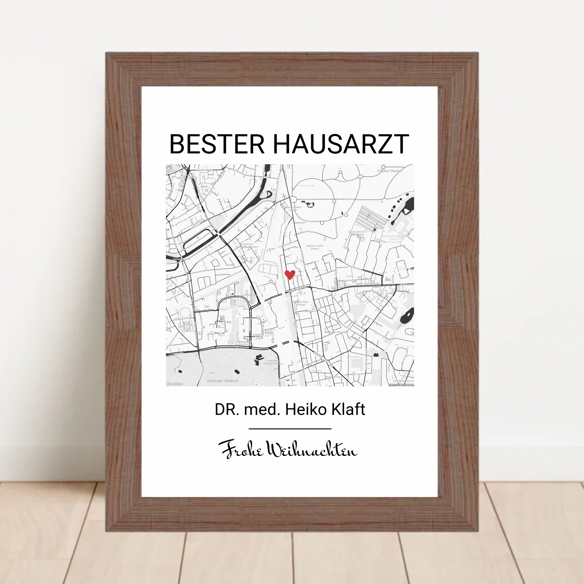 Hausarzt Weihnachtsgeschenk Poster Stadtkarte personalisierbar - Cantty