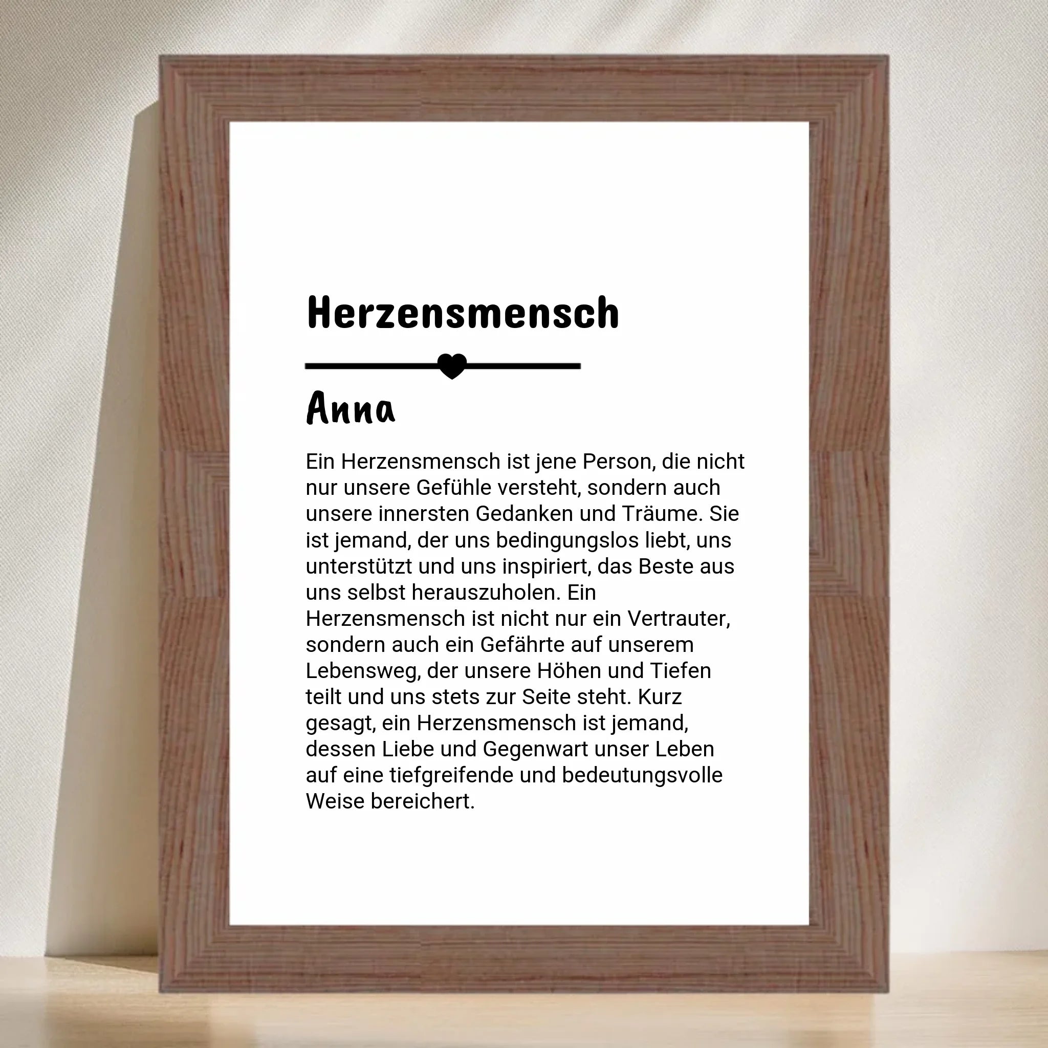 Herzensmensch Definition Poster Geschenk personalisiert - Cantty