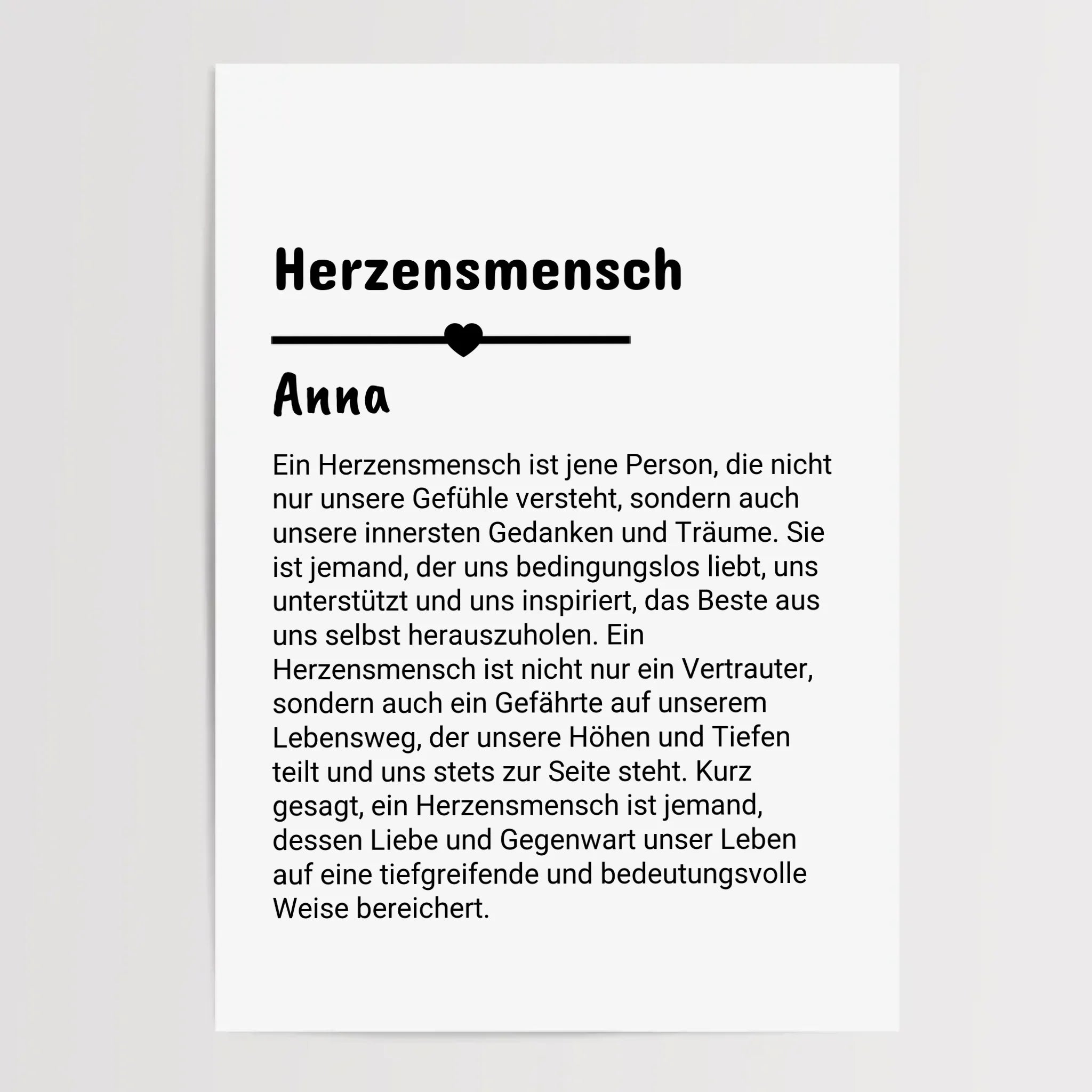 Herzensmensch Definition Poster Geschenk personalisiert - Cantty