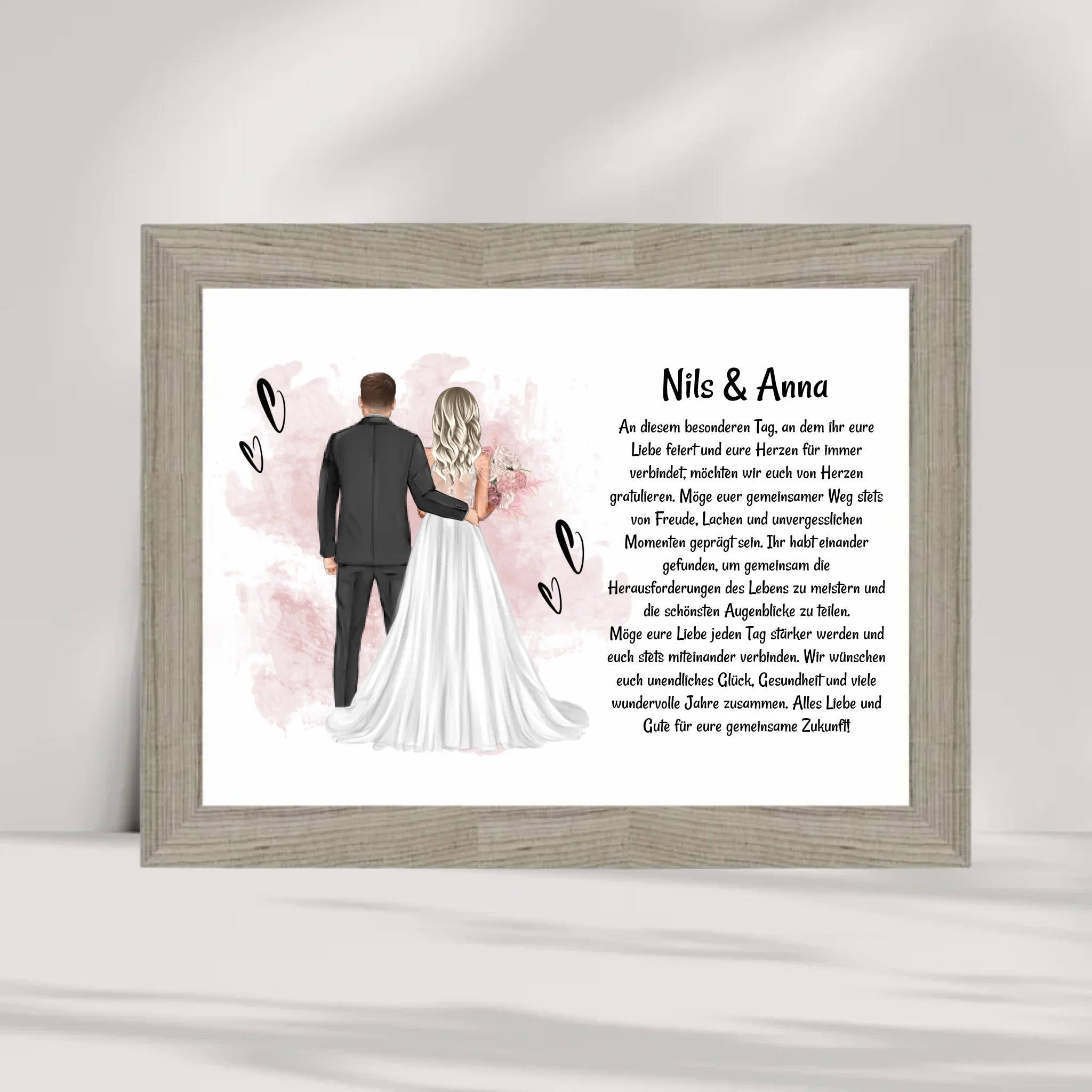 Hochzeitspaar Poster Bild Karte Hochzeitsgeschenk personalisiert für Brautpaar - Cantty