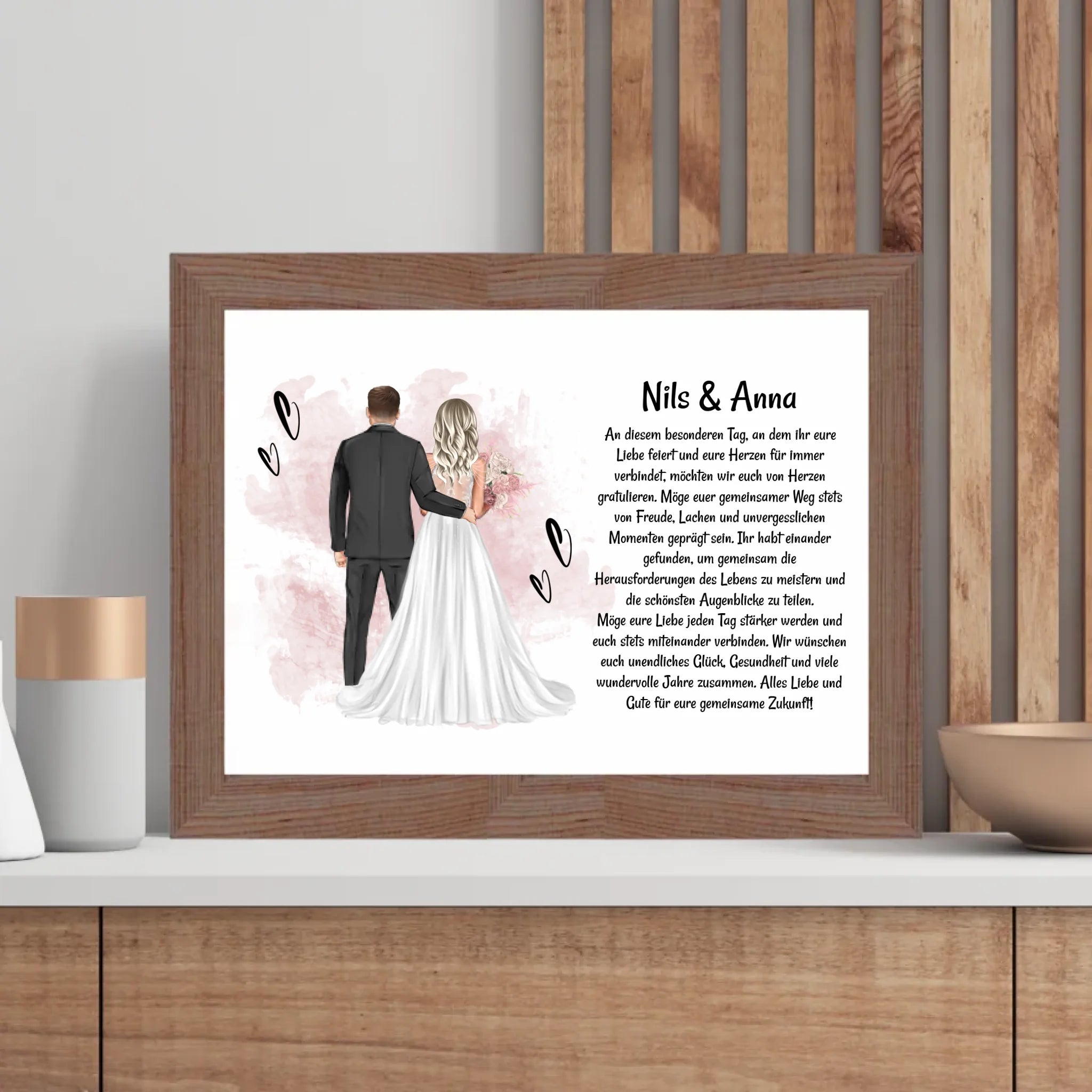 Hochzeitspaar Poster Bild Karte Hochzeitsgeschenk personalisiert für Brautpaar - Cantty