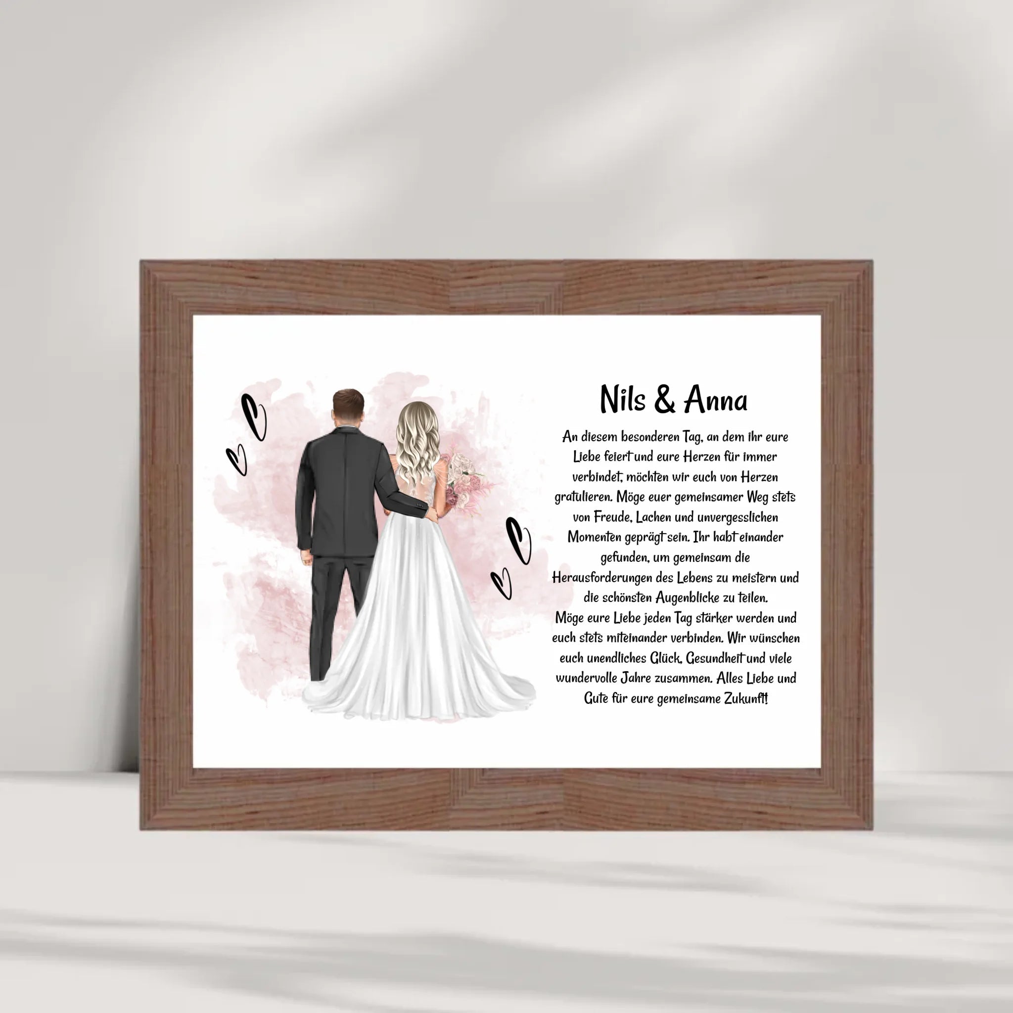 Hochzeitspaar Poster Bild Karte Hochzeitsgeschenk personalisiert für Brautpaar - Cantty