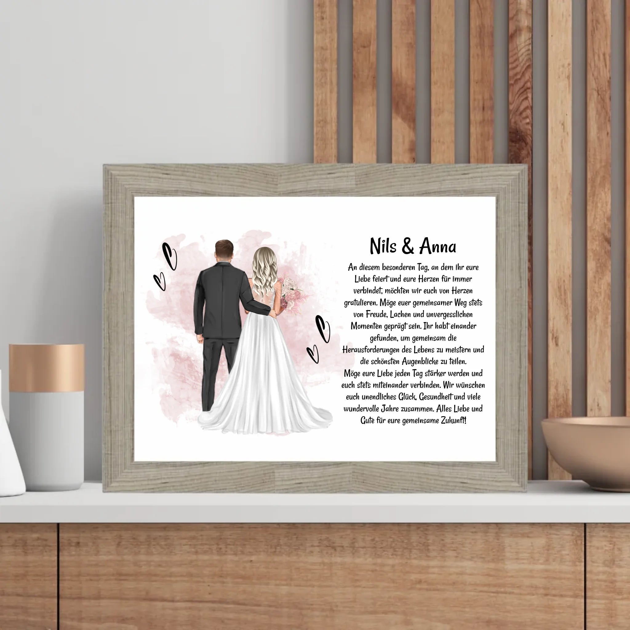 Hochzeitspaar Poster Bild Karte Hochzeitsgeschenk personalisiert für Brautpaar - Cantty