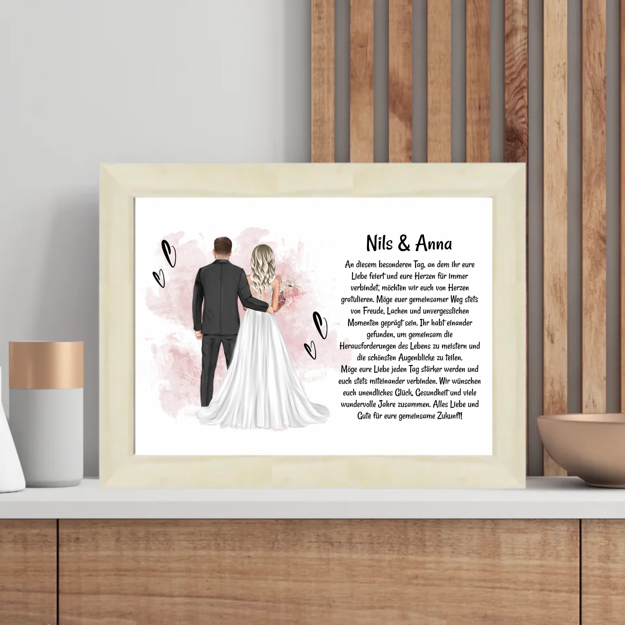 Hochzeitspaar Poster Bild Karte Hochzeitsgeschenk personalisiert für Brautpaar - Cantty
