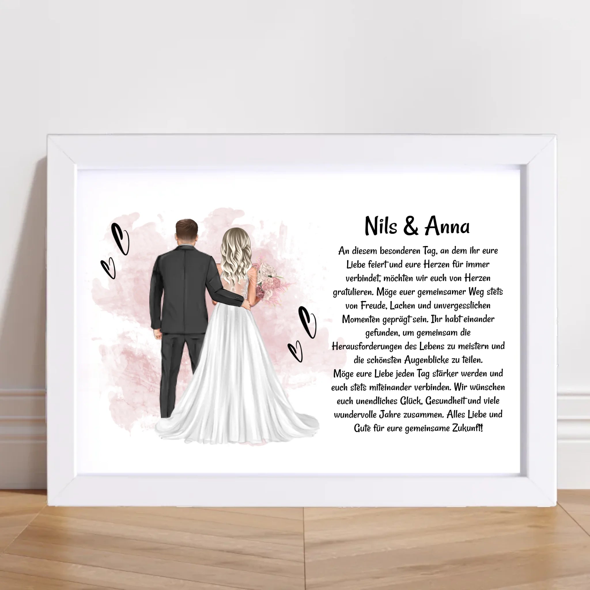Hochzeitspaar Poster Bild Karte Hochzeitsgeschenk personalisiert für Brautpaar - Cantty