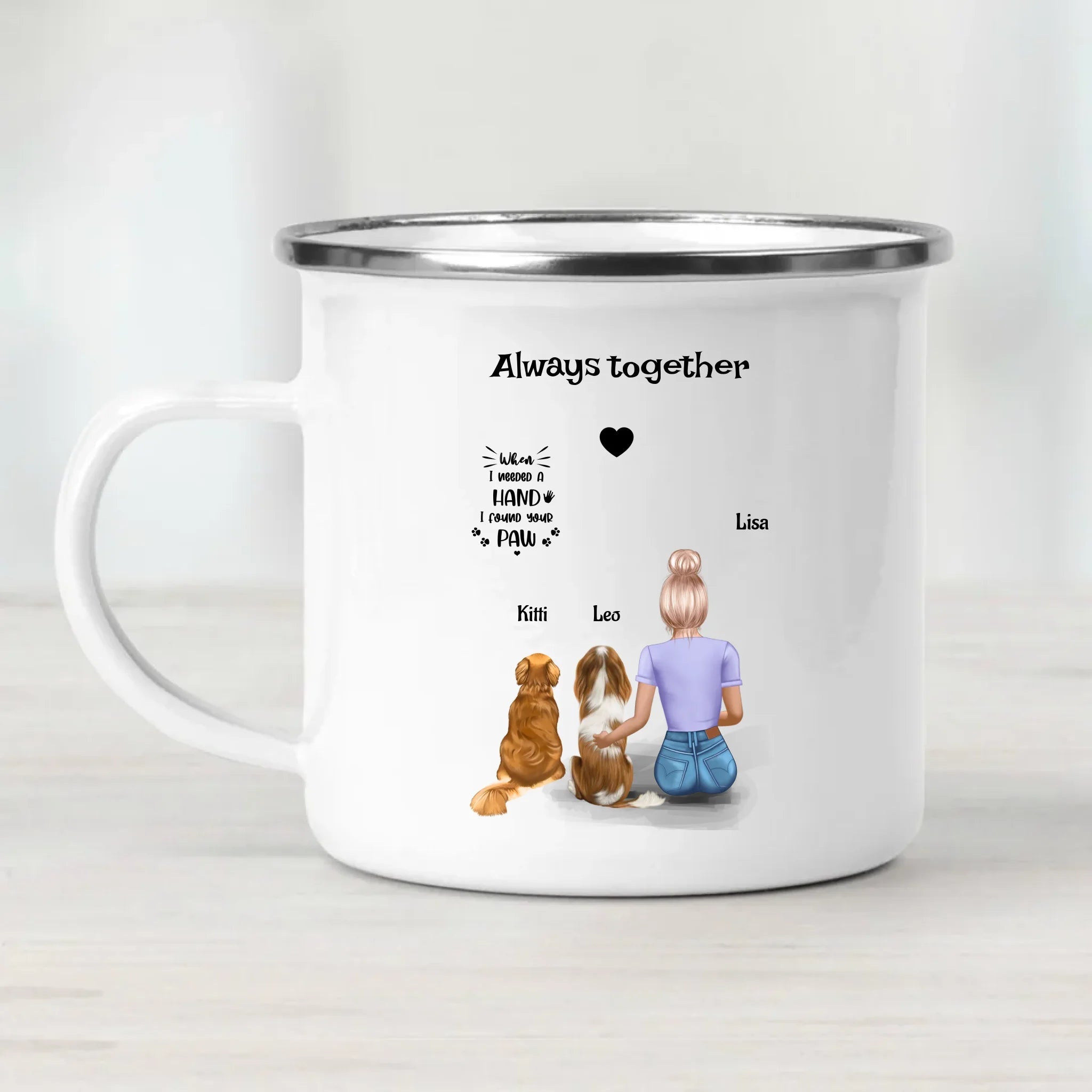 Hundeliebhaberin Tasse personalisiert mit 2 Hunde - Cantty