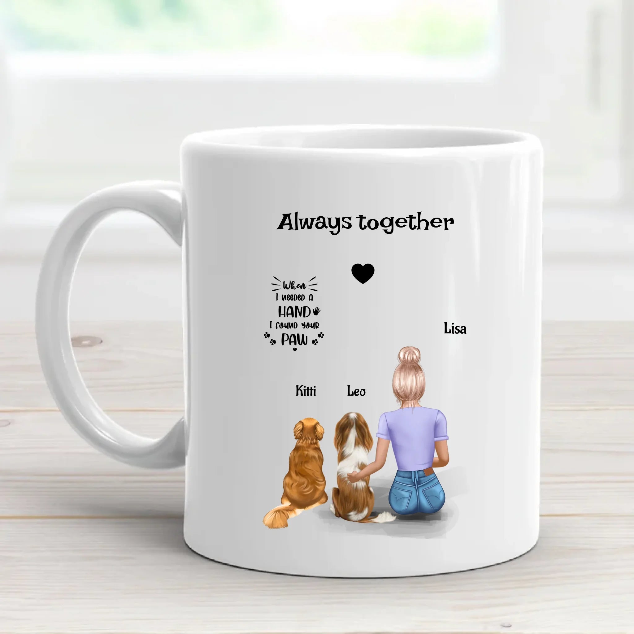 Hundeliebhaberin Tasse personalisiert mit 2 Hunde - Cantty