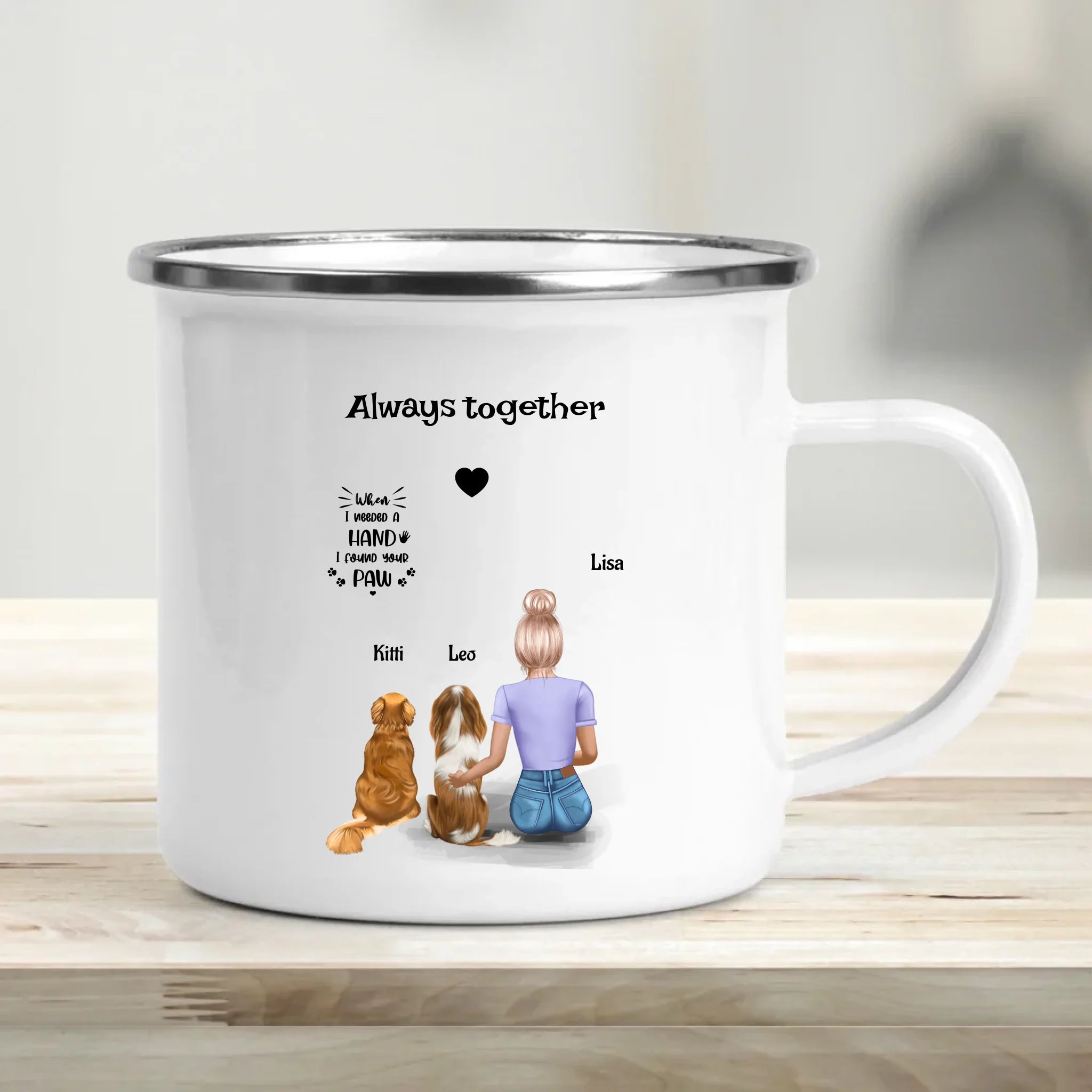 Hundeliebhaberin Tasse personalisiert mit 2 Hunde - Cantty