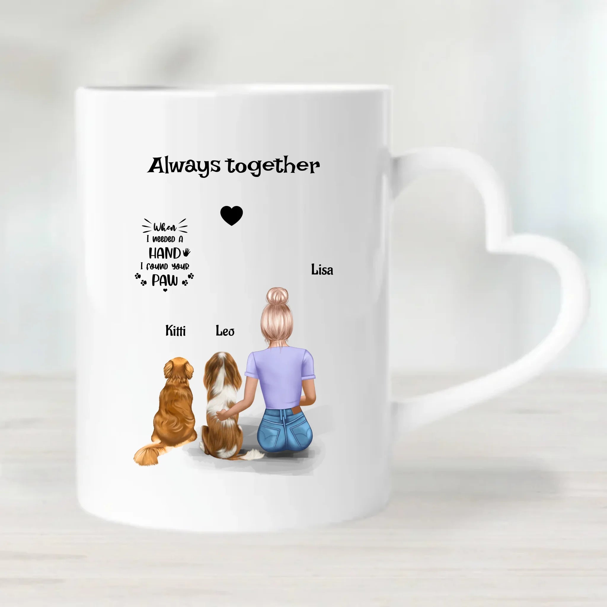 Hundeliebhaberin Tasse personalisiert mit 2 Hunde - Cantty
