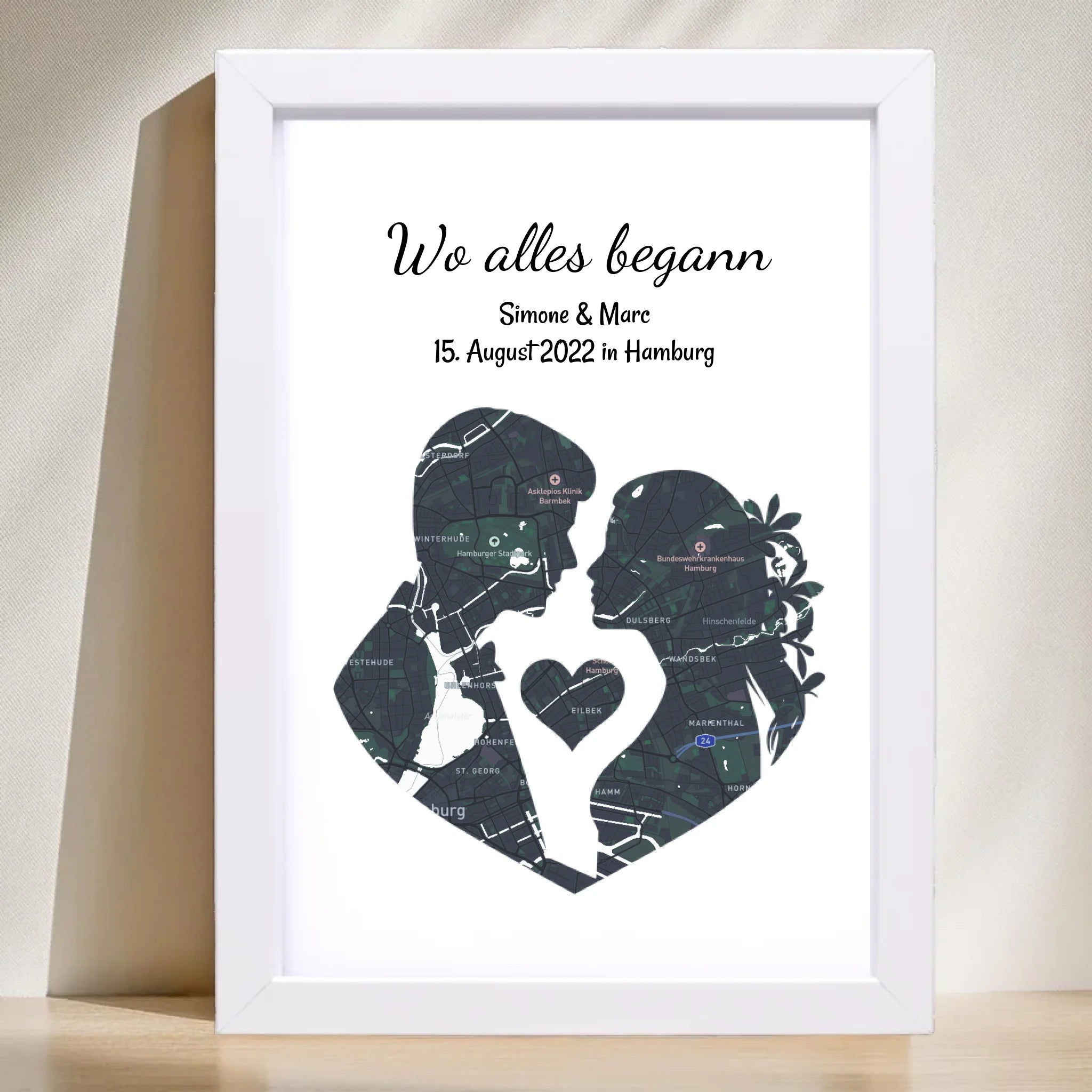 Jahrestag Poster Liebespaar Geschenk mir Stadtkarte Koordinaten personalisiert - Cantty