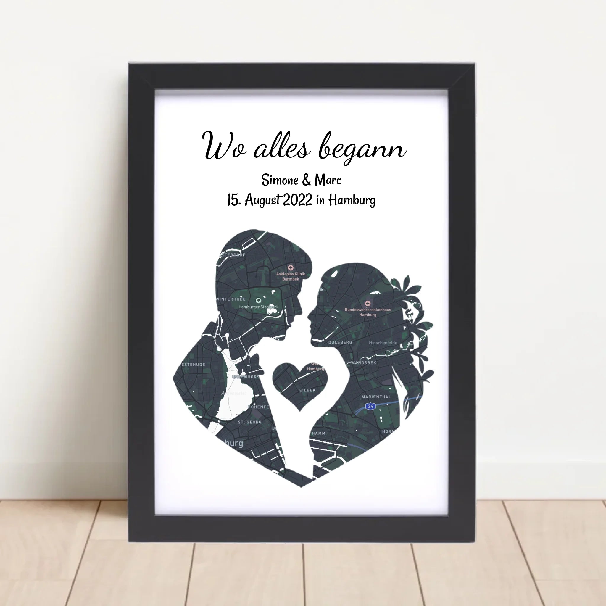Jahrestag Poster Liebespaar Geschenk mir Stadtkarte Koordinaten personalisiert - Cantty