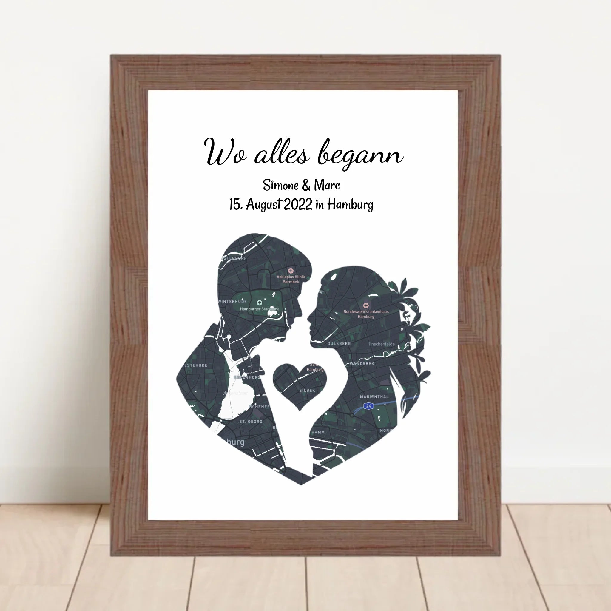 Jahrestag Poster Liebespaar Geschenk mir Stadtkarte Koordinaten personalisiert - Cantty
