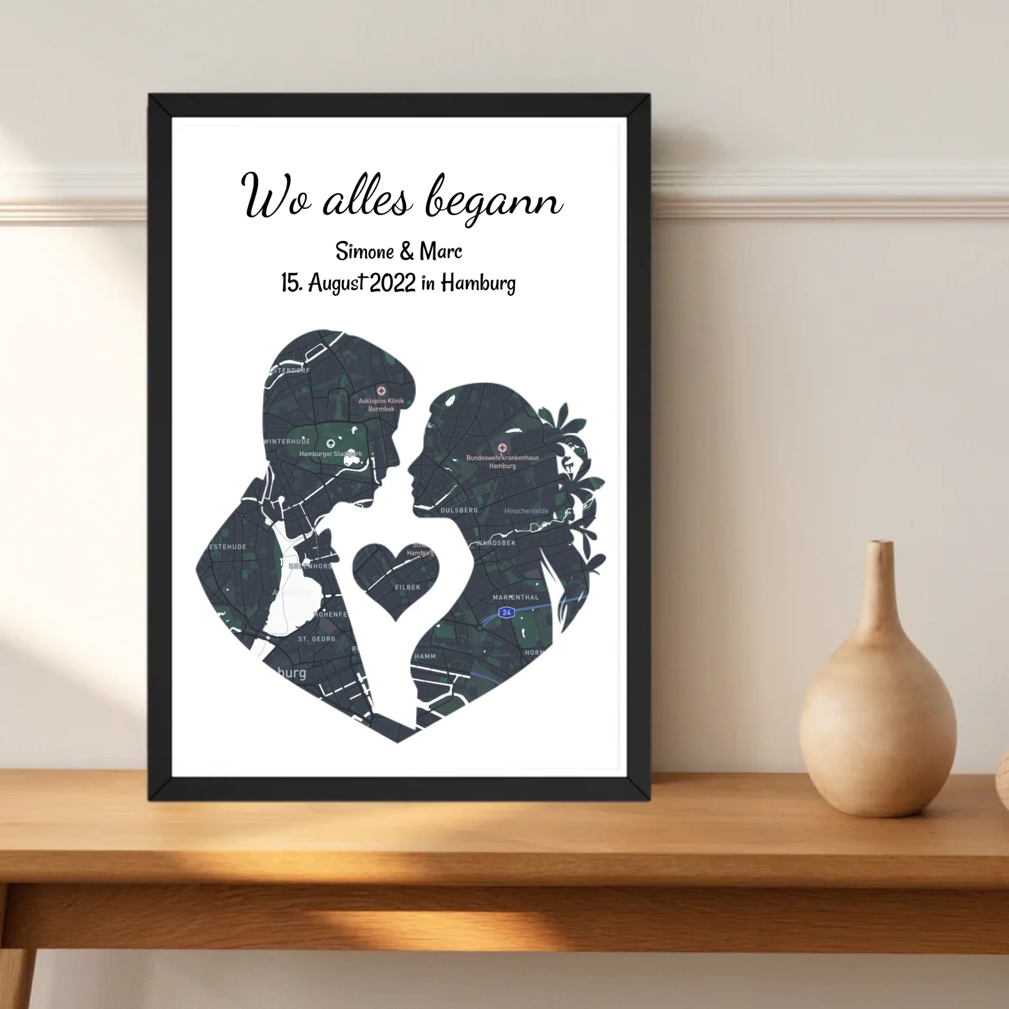 Jahrestag Poster Liebespaar Geschenk mir Stadtkarte Koordinaten personalisiert - Cantty