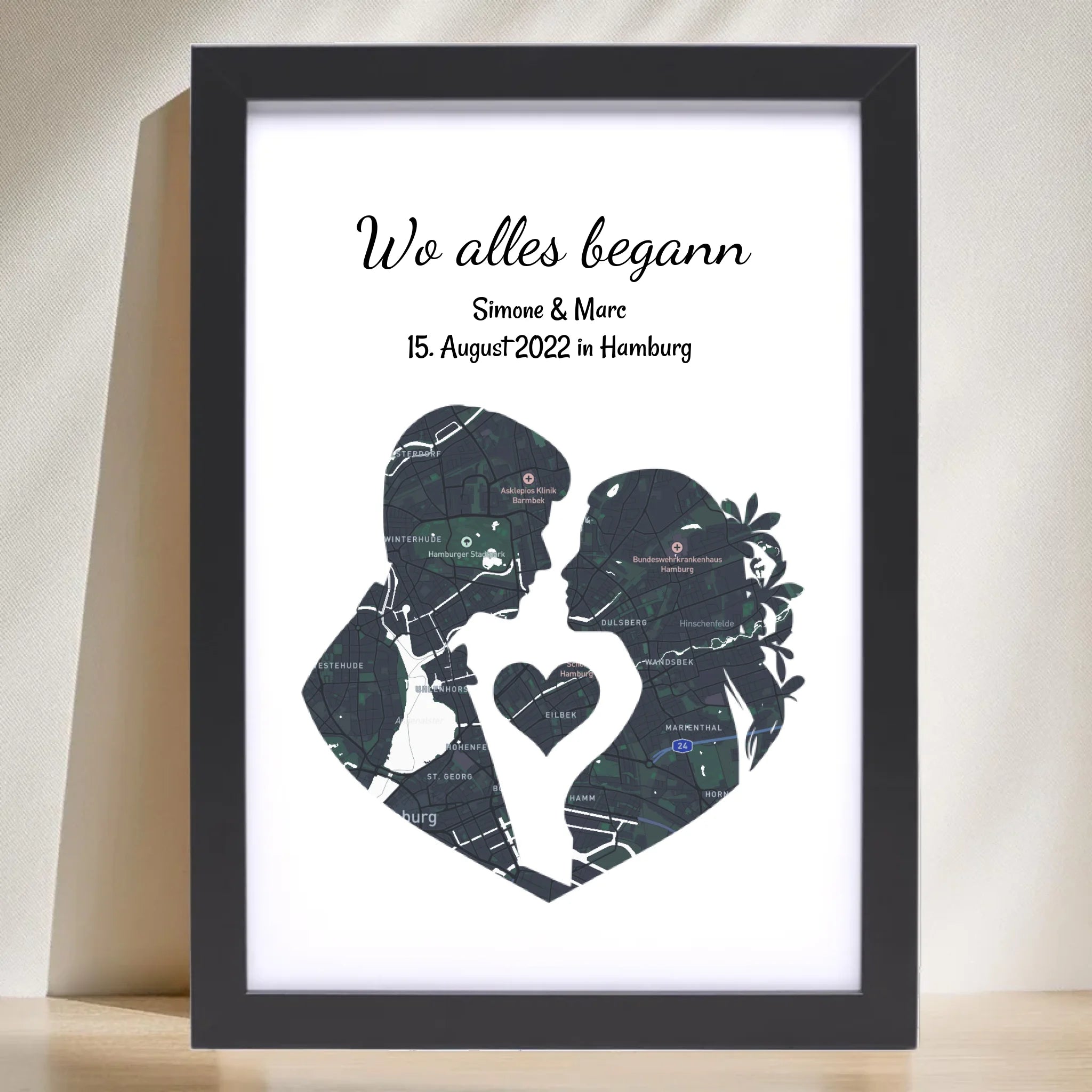 Jahrestag Poster Liebespaar Geschenk mir Stadtkarte Koordinaten personalisiert - Cantty