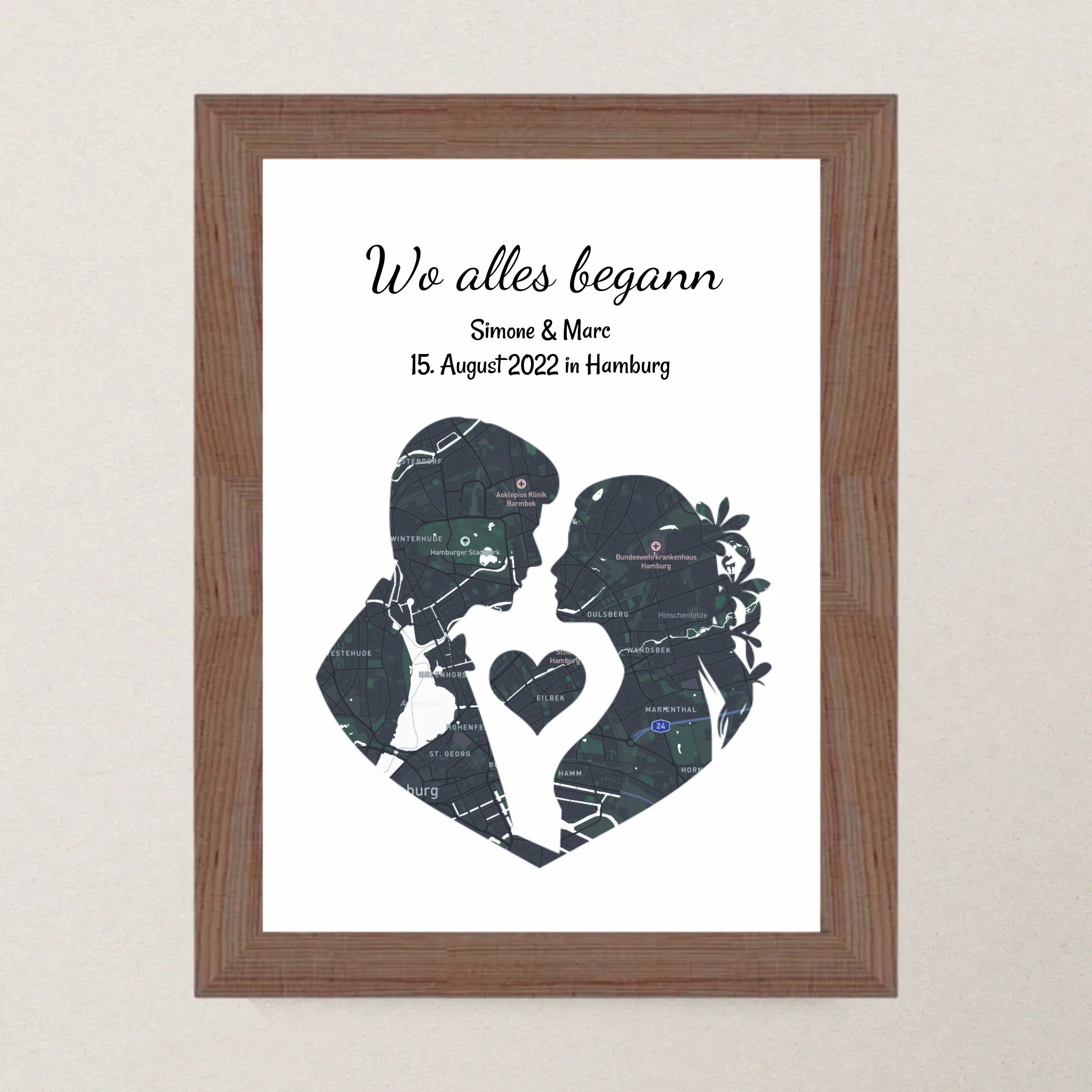 Jahrestag Poster Liebespaar Geschenk mir Stadtkarte Koordinaten personalisiert - Cantty