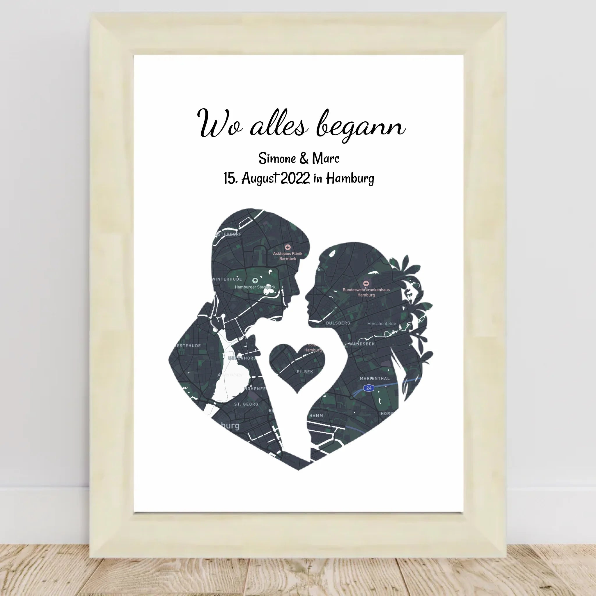 Jahrestag Poster Liebespaar Geschenk mir Stadtkarte Koordinaten personalisiert - Cantty
