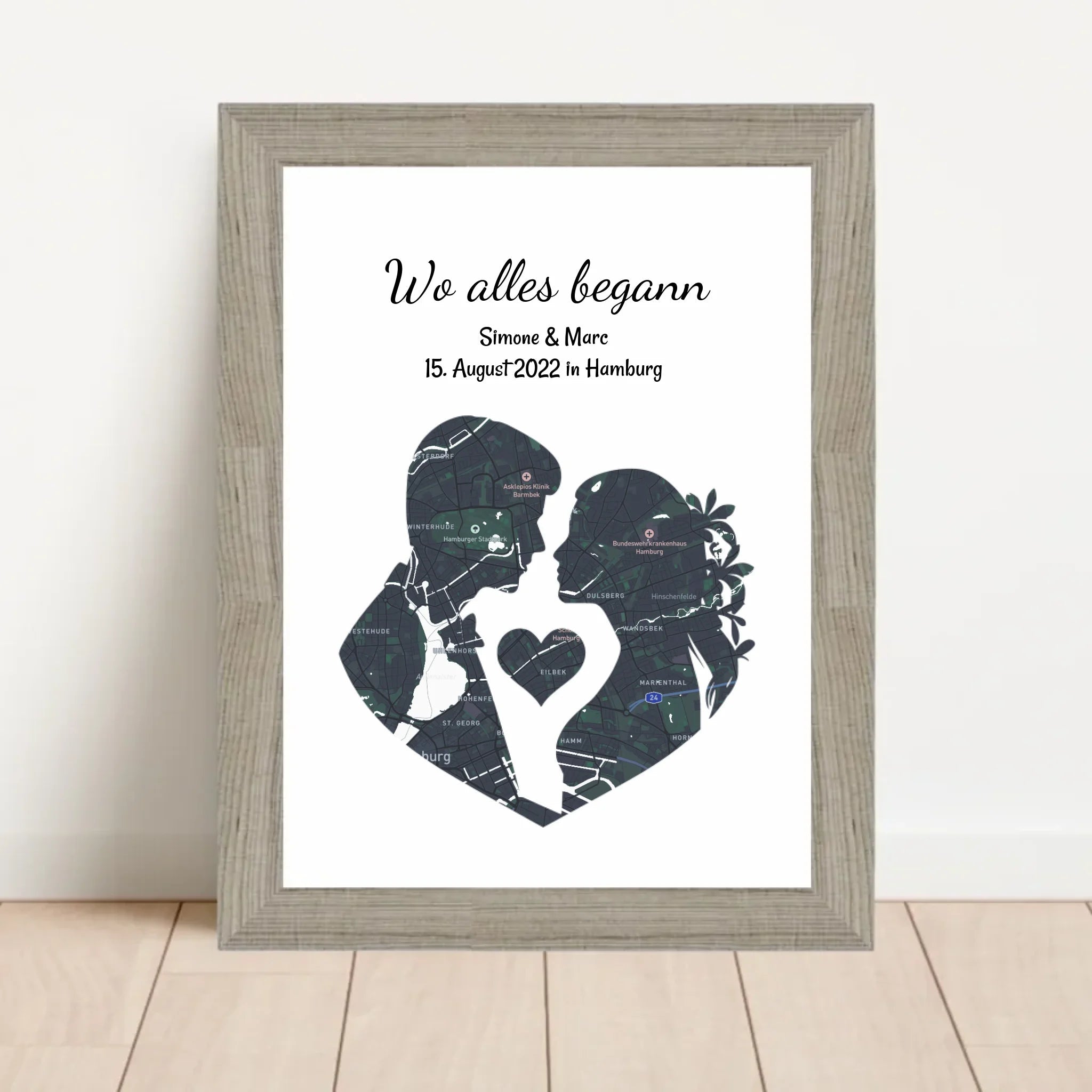 Jahrestag Poster Liebespaar Geschenk mir Stadtkarte Koordinaten personalisiert - Cantty