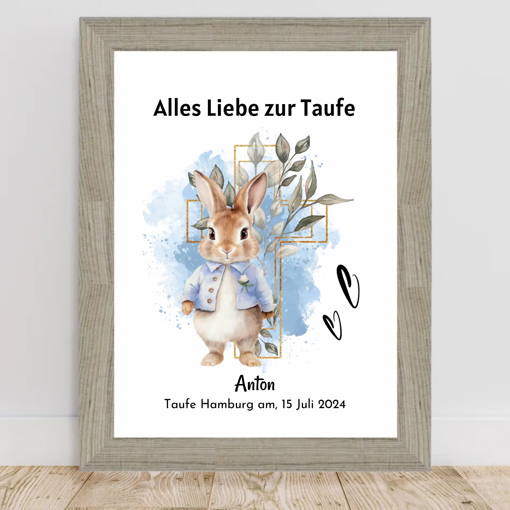 Junge Taufe Geschenk Bild / Poster / Karte personalisiert - Cantty