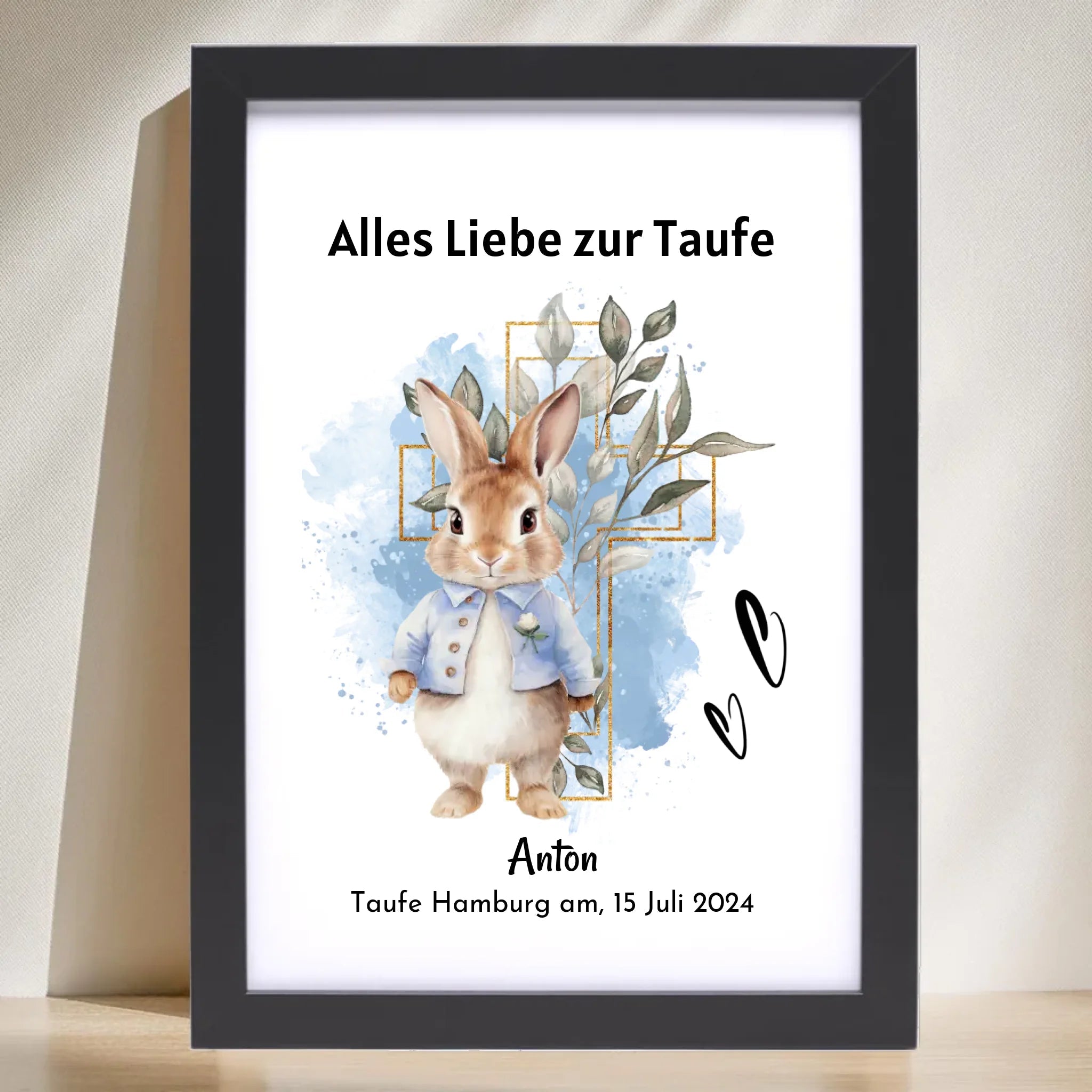 Junge Taufe Geschenk Bild / Poster / Karte personalisiert - Cantty