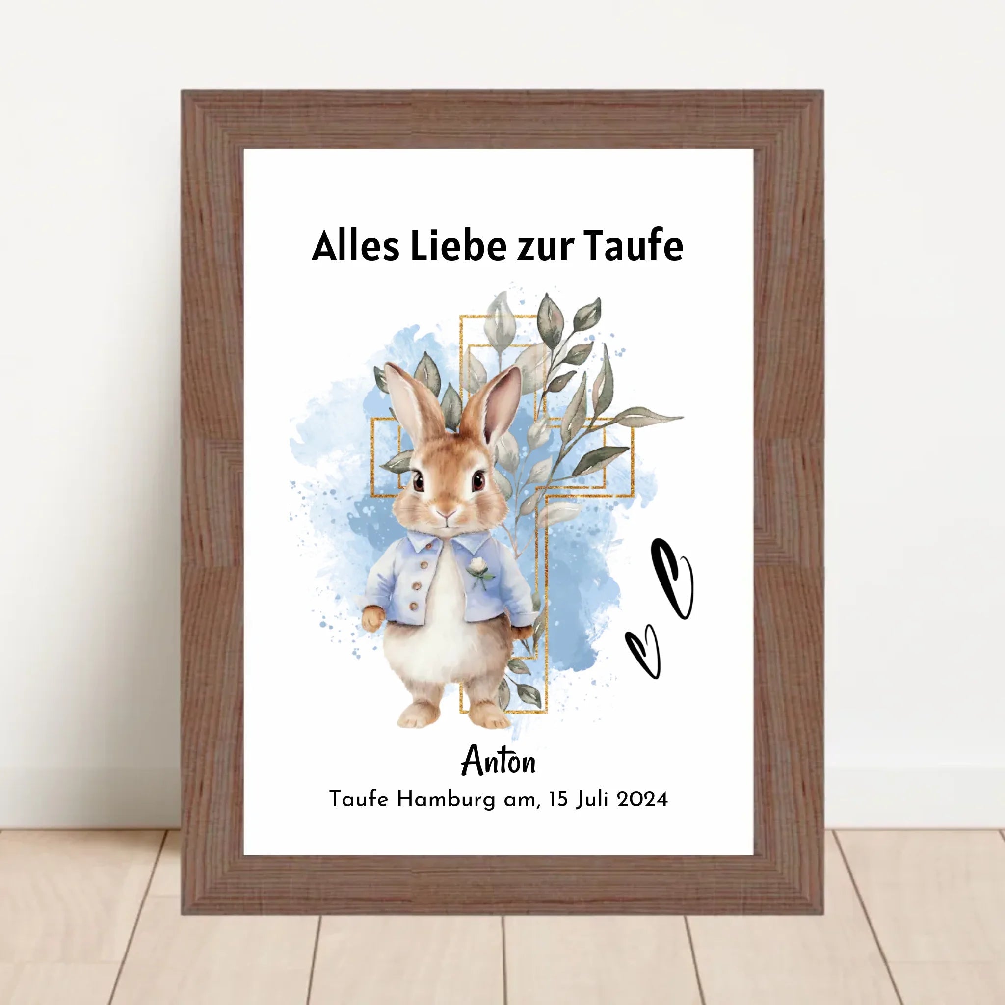 Junge Taufe Geschenk Bild / Poster / Karte personalisiert - Cantty
