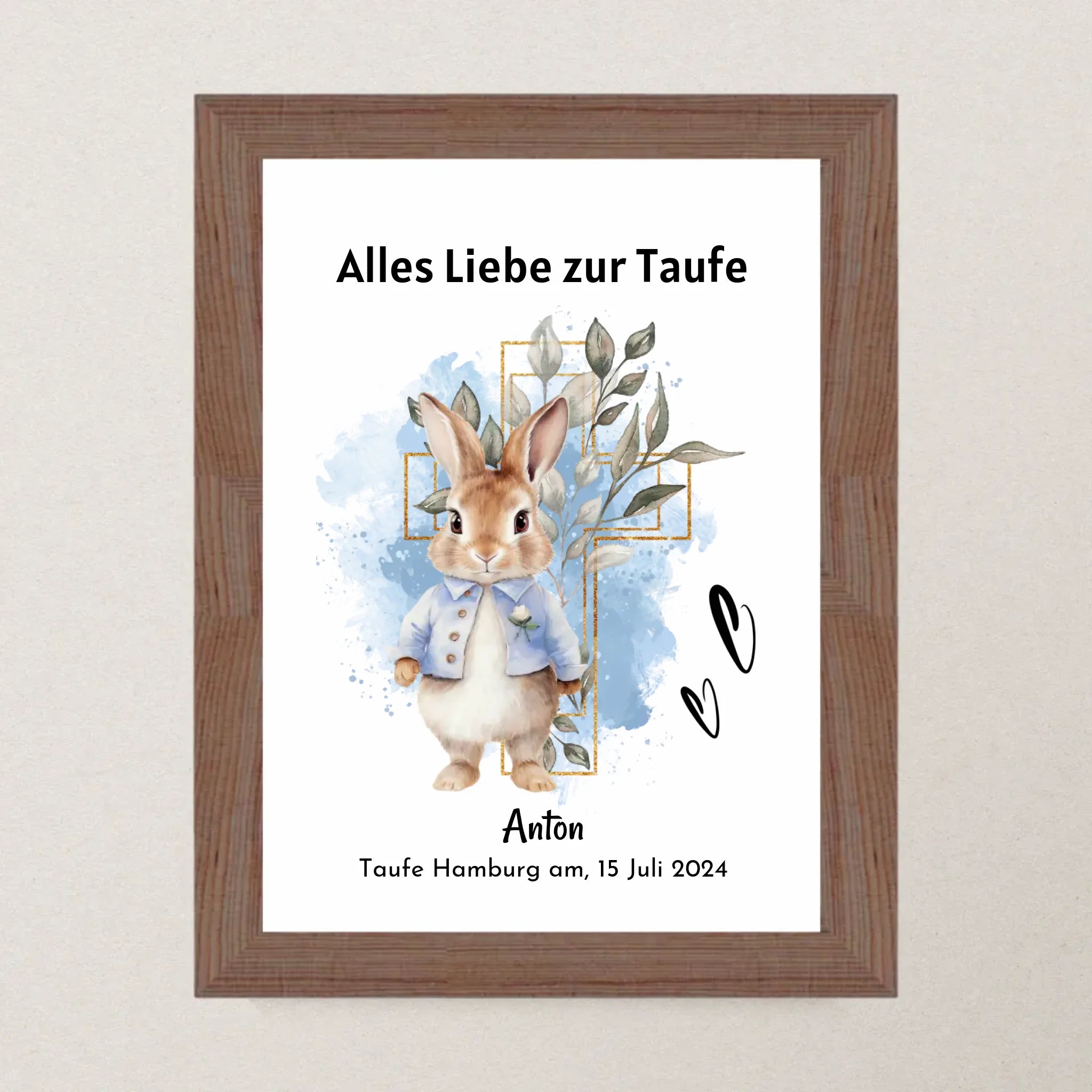 Junge Taufe Geschenk Bild / Poster / Karte personalisiert - Cantty