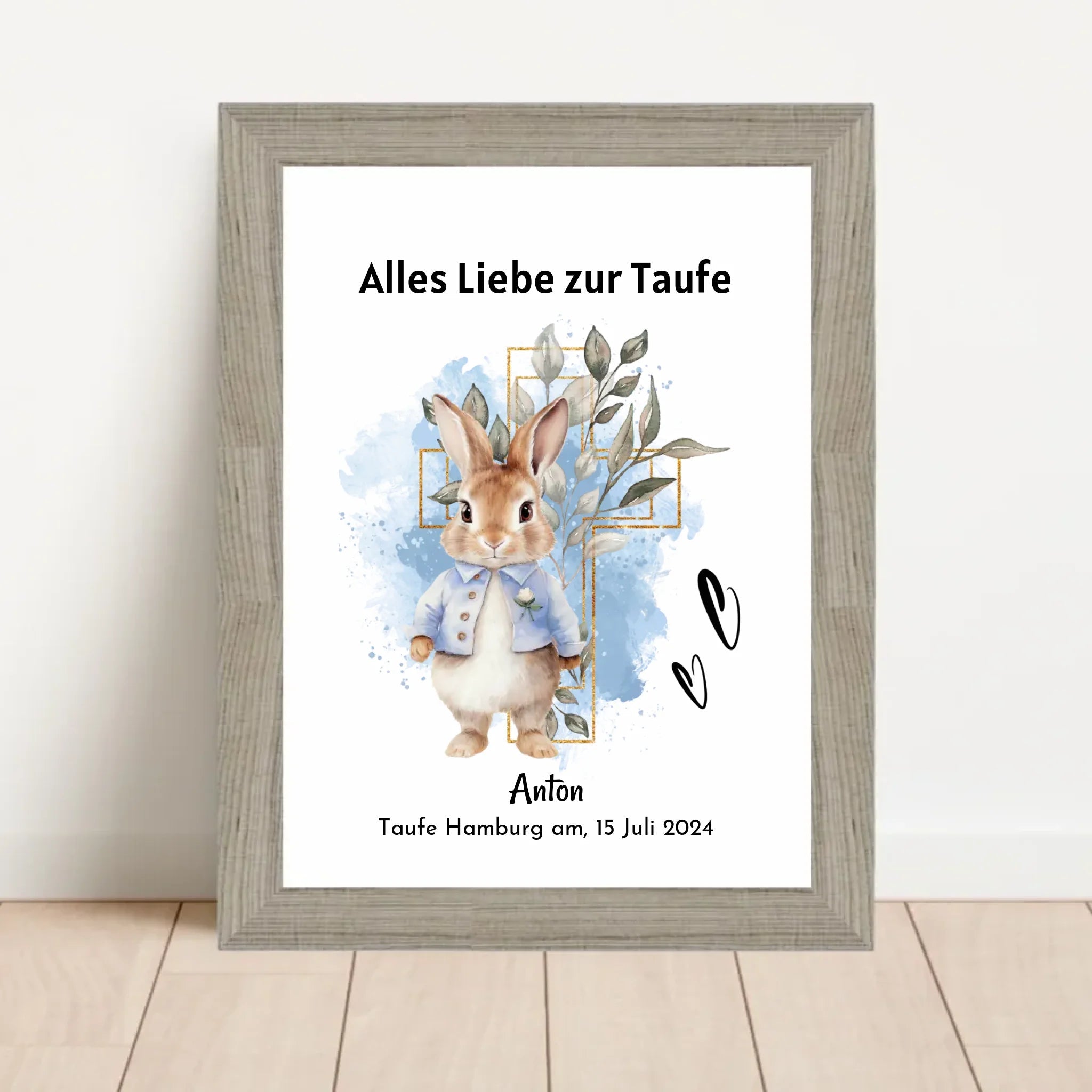 Junge Taufe Geschenk Bild / Poster / Karte personalisiert - Cantty