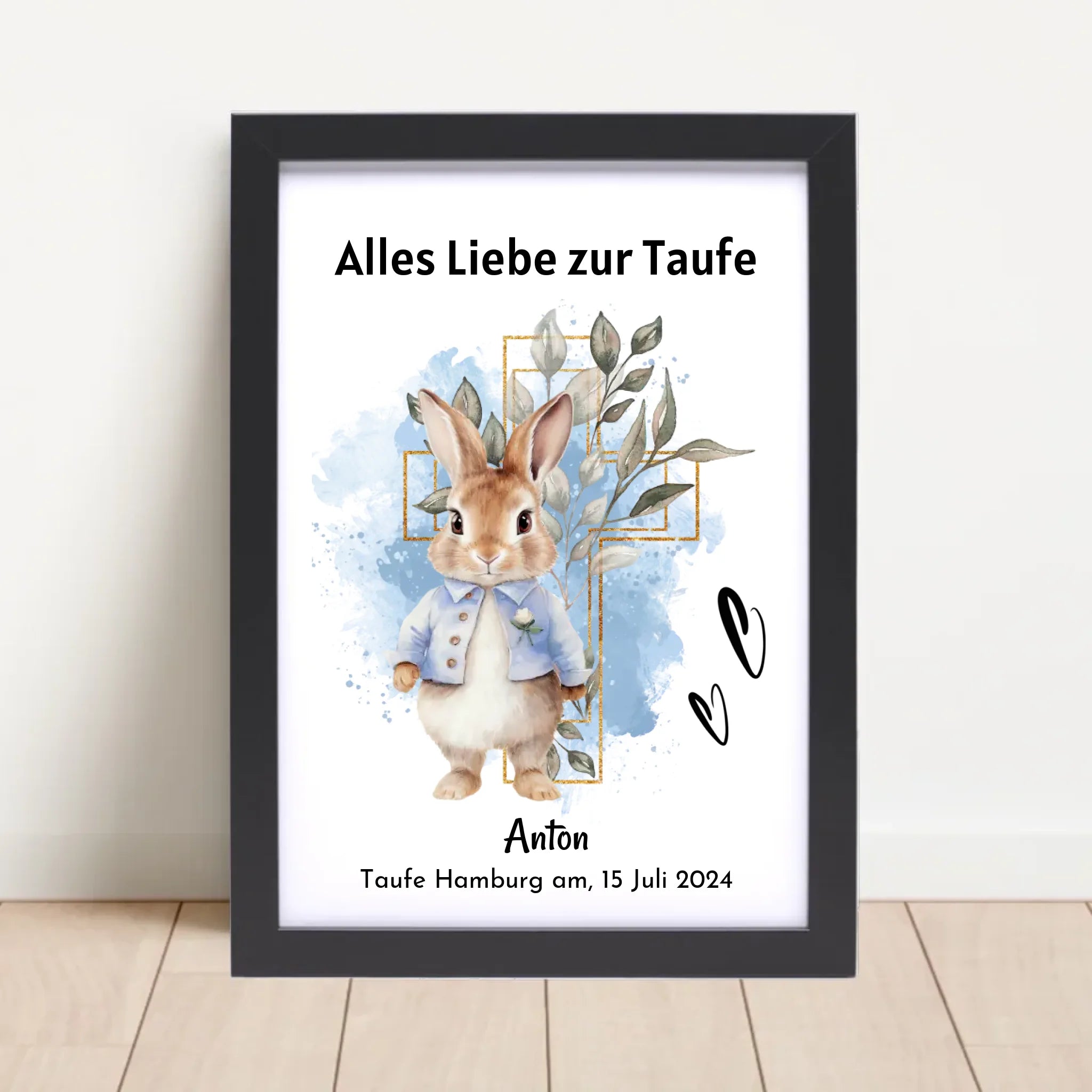 Junge Taufe Geschenk Bild / Poster / Karte personalisiert - Cantty