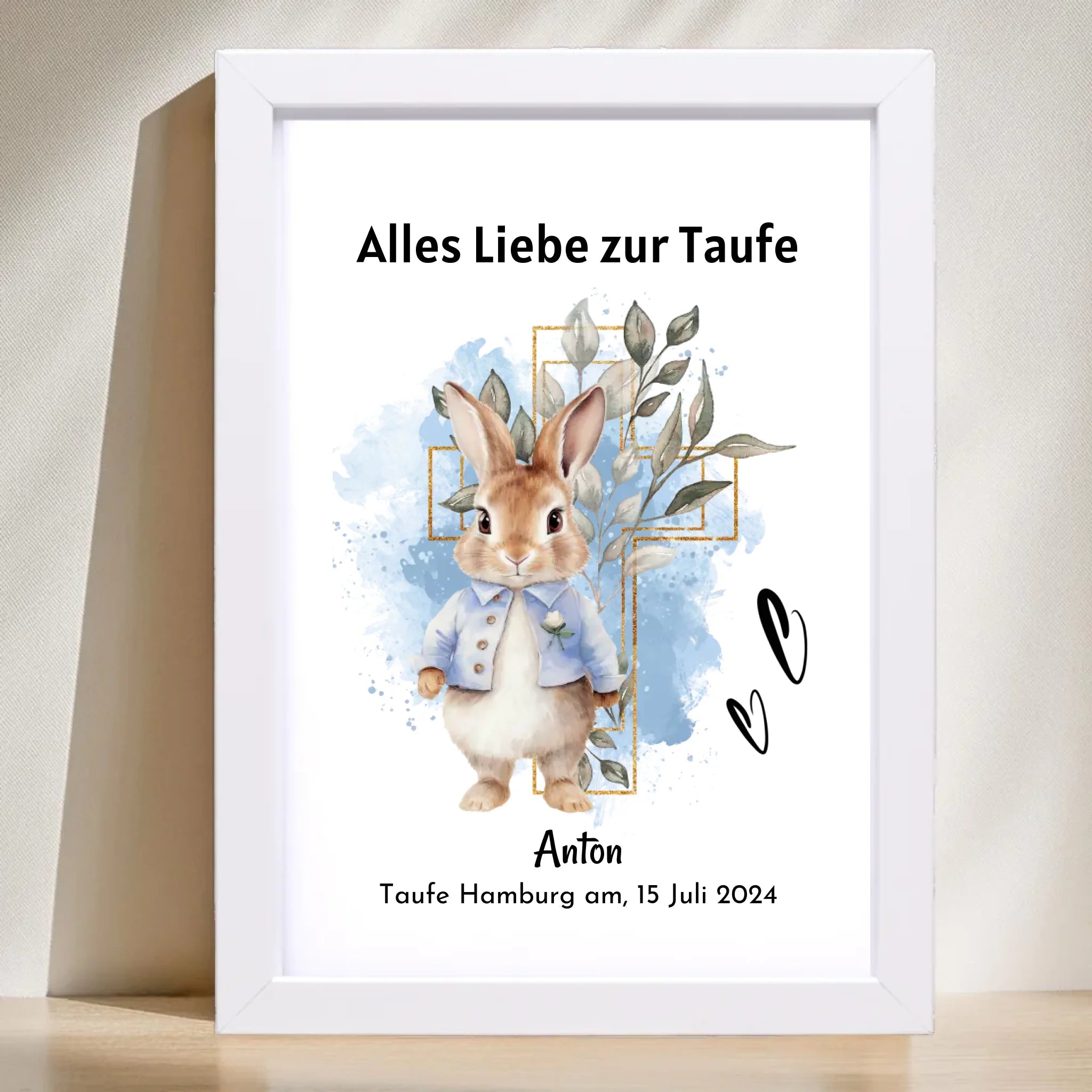 Junge Taufe Geschenk Bild / Poster / Karte personalisiert - Cantty