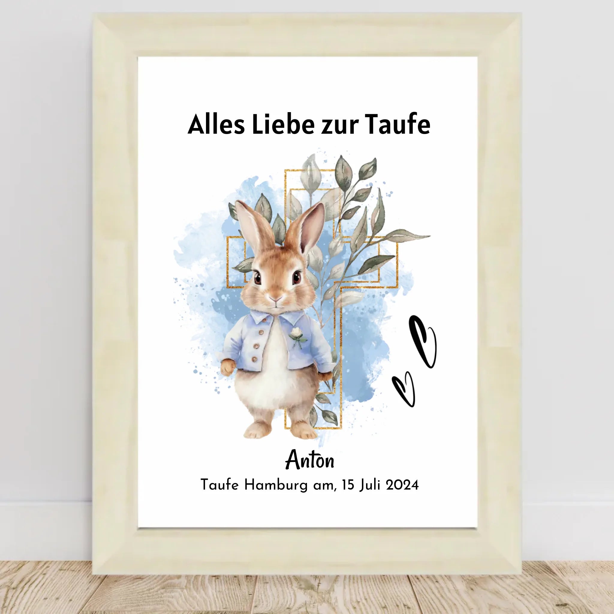 Junge Taufe Geschenk Bild / Poster / Karte personalisiert - Cantty