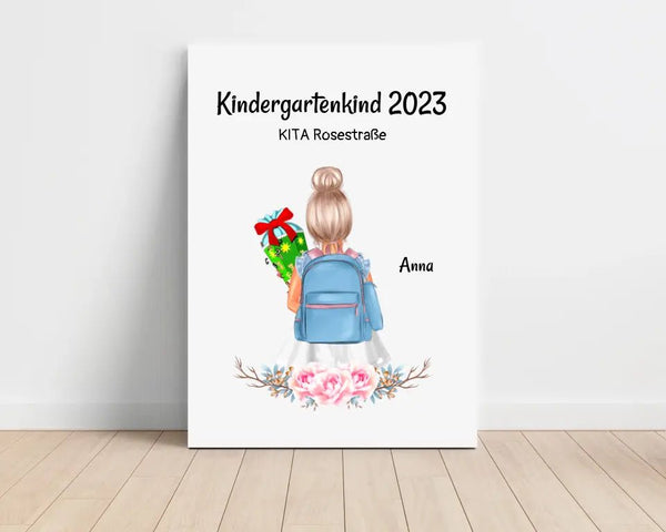 Kindergarten Geschenk Mädchen Leinwandbild - Cantty