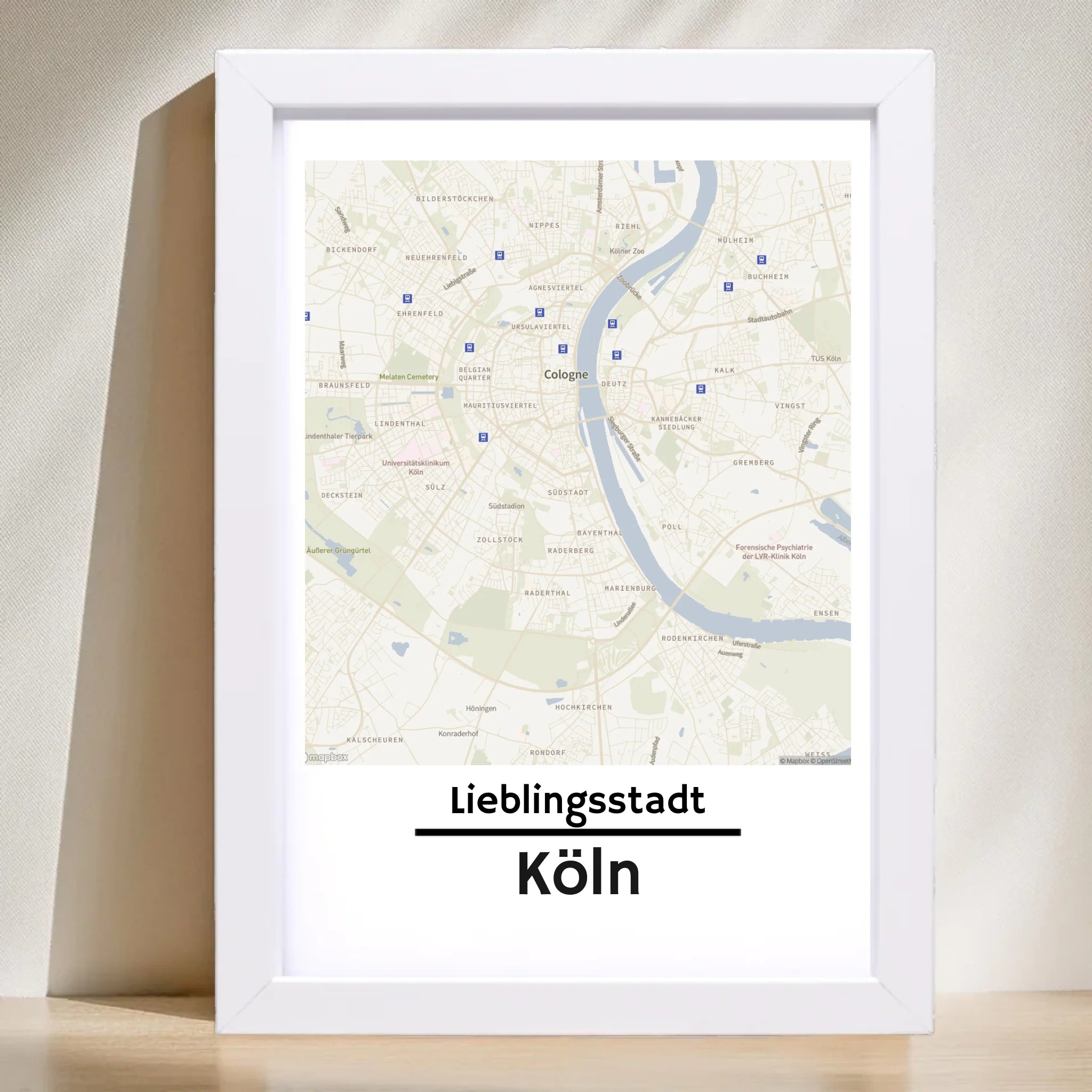 Köln KartenposterStadtkarte mit Koordinaten Lieblinsstadt Heimat personalisiert - Cantty
