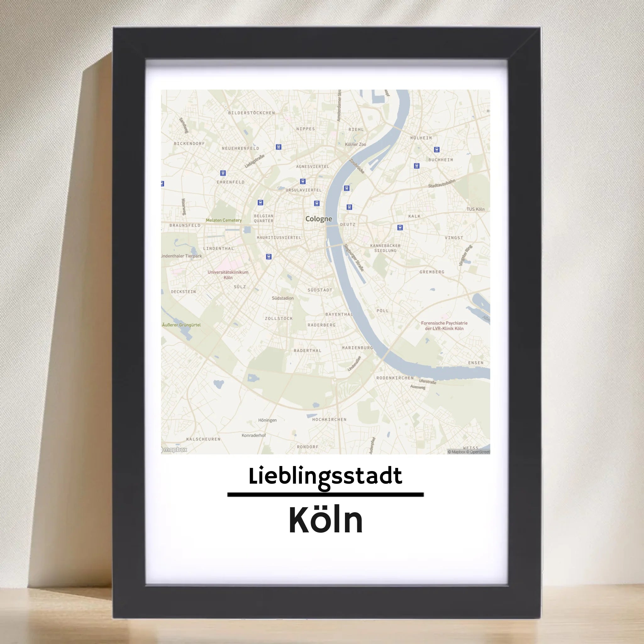 Köln KartenposterStadtkarte mit Koordinaten Lieblinsstadt Heimat personalisiert - Cantty