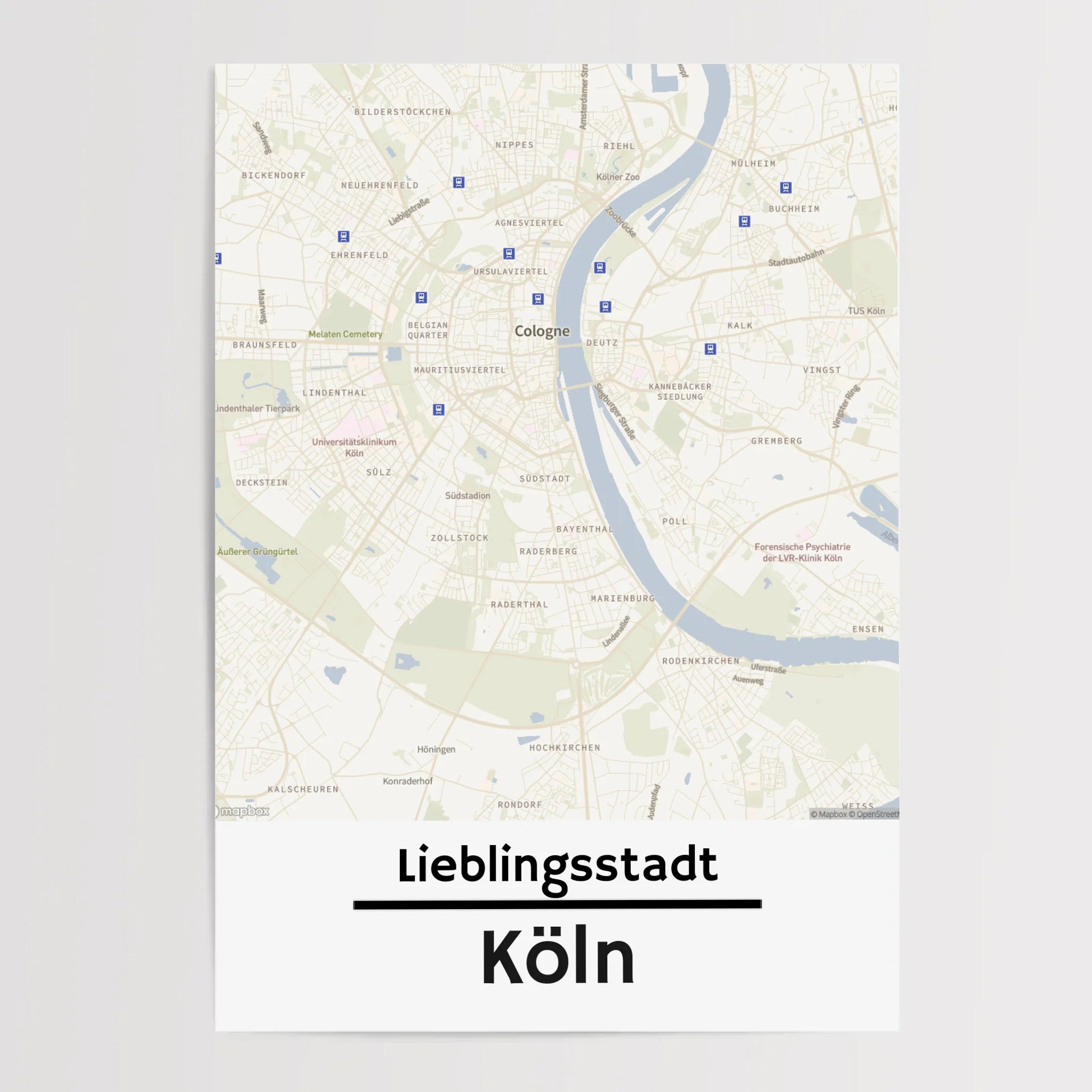 Köln KartenposterStadtkarte mit Koordinaten Lieblinsstadt Heimat personalisiert - Cantty