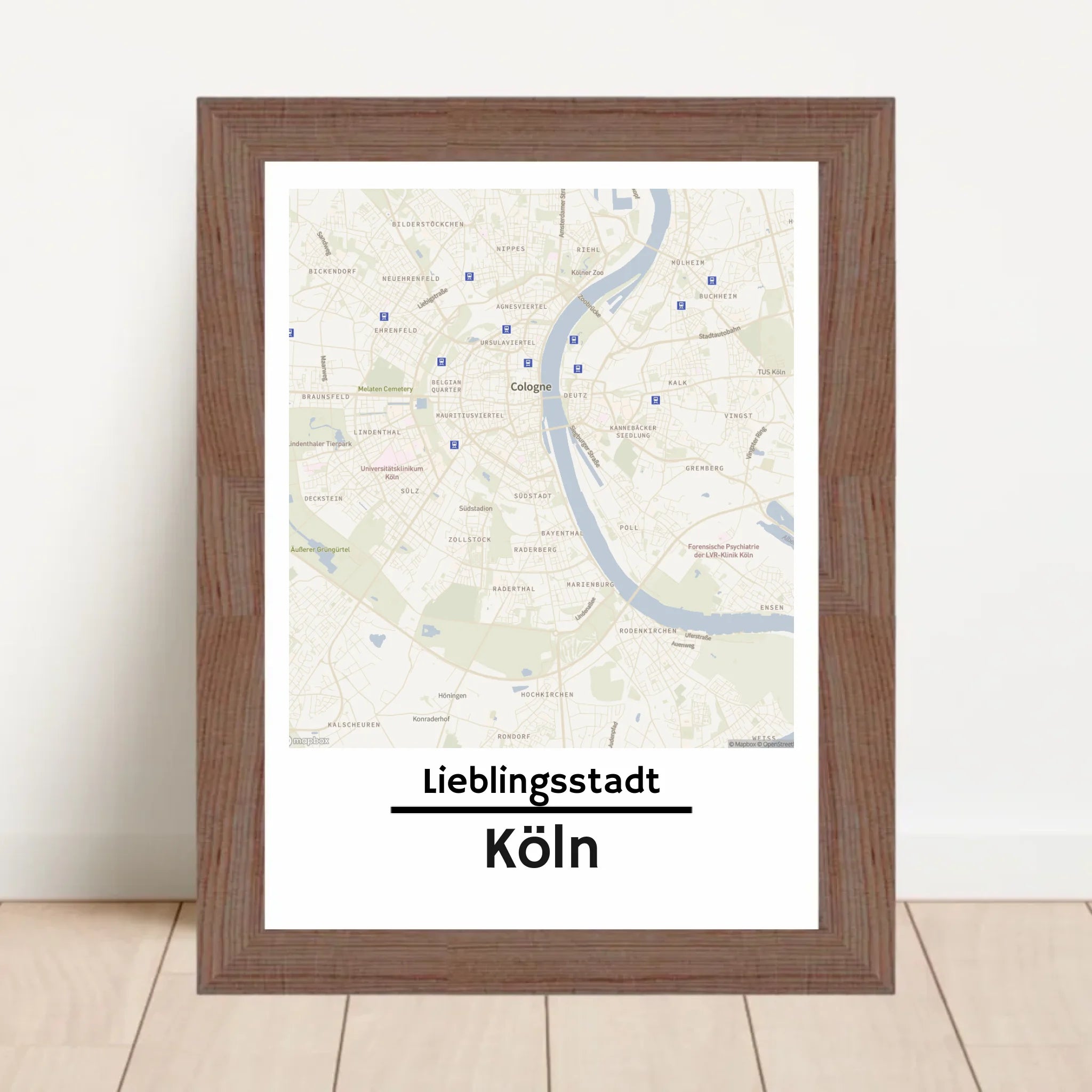 Köln KartenposterStadtkarte mit Koordinaten Lieblinsstadt Heimat personalisiert - Cantty
