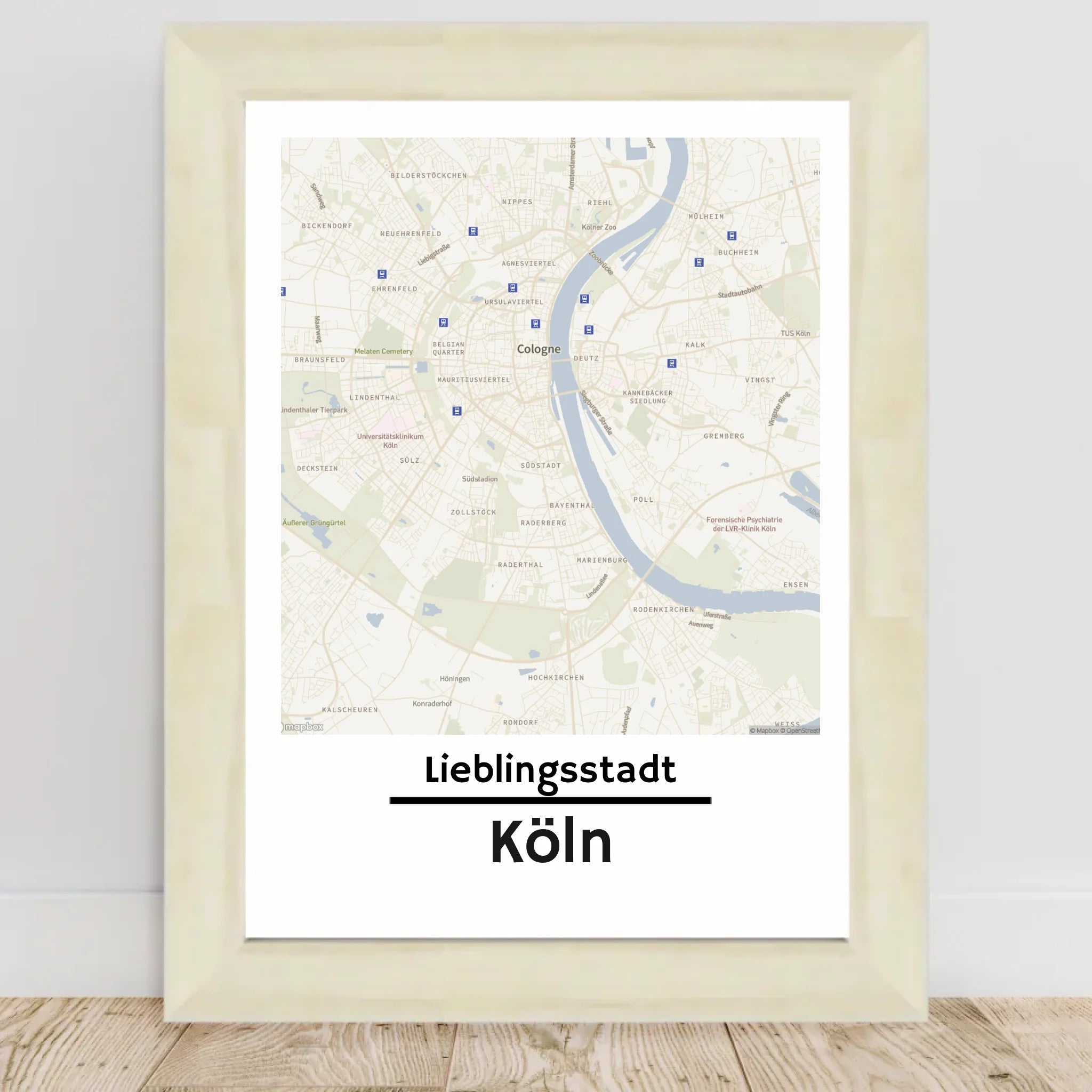 Köln KartenposterStadtkarte mit Koordinaten Lieblinsstadt Heimat personalisiert - Cantty