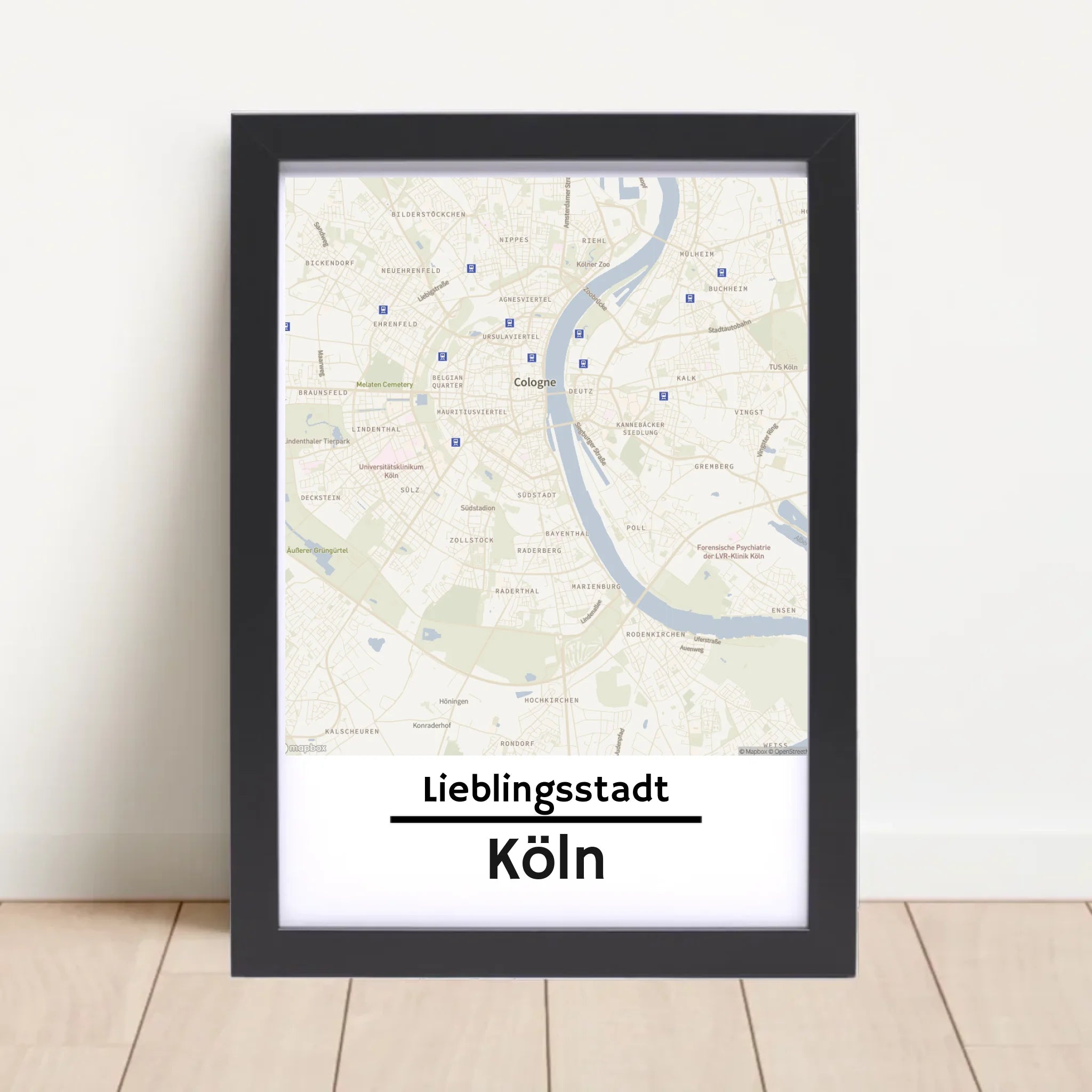 Köln KartenposterStadtkarte mit Koordinaten Lieblinsstadt Heimat personalisiert - Cantty