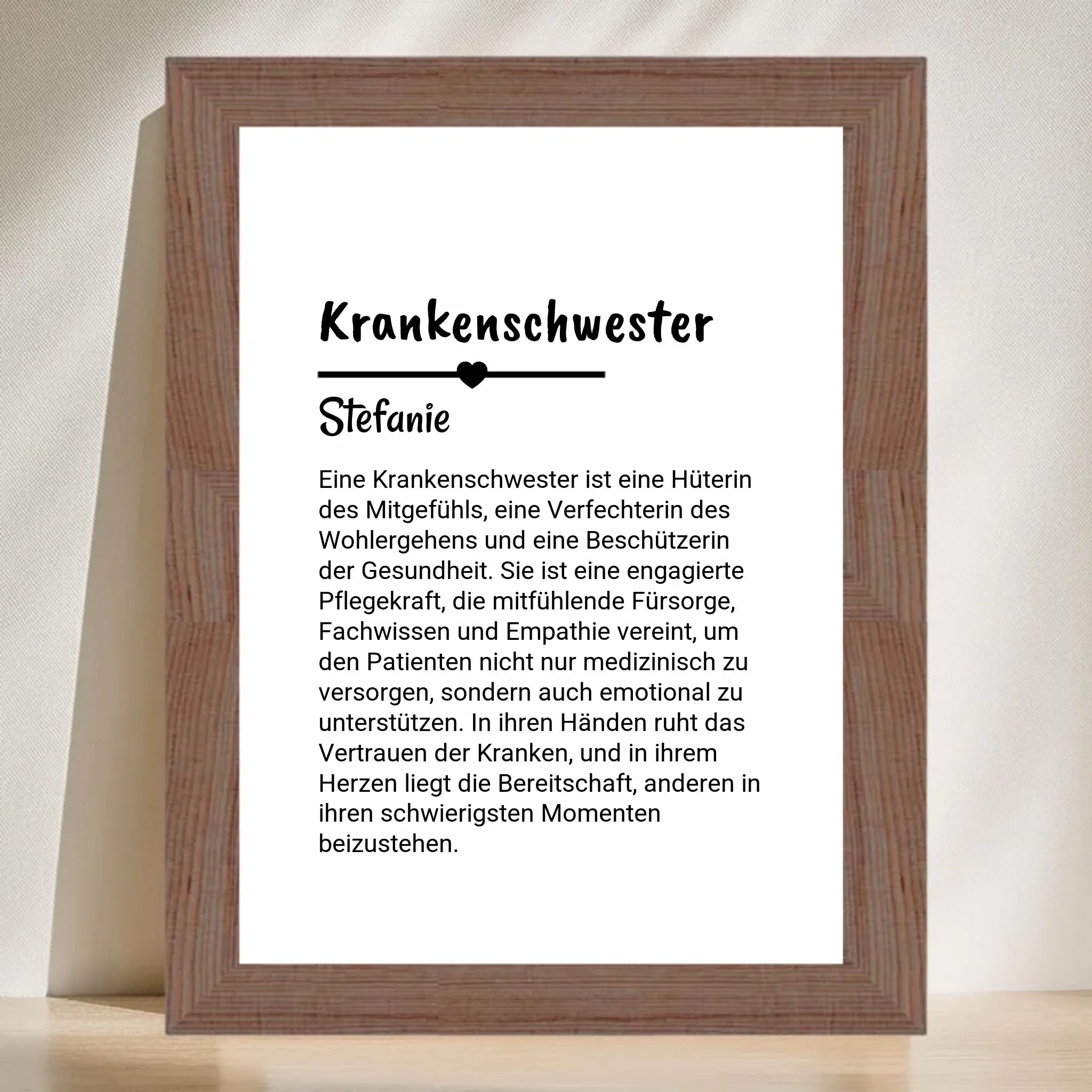 Krankenschwester Definition Poster Geschenk personalisiert - Cantty