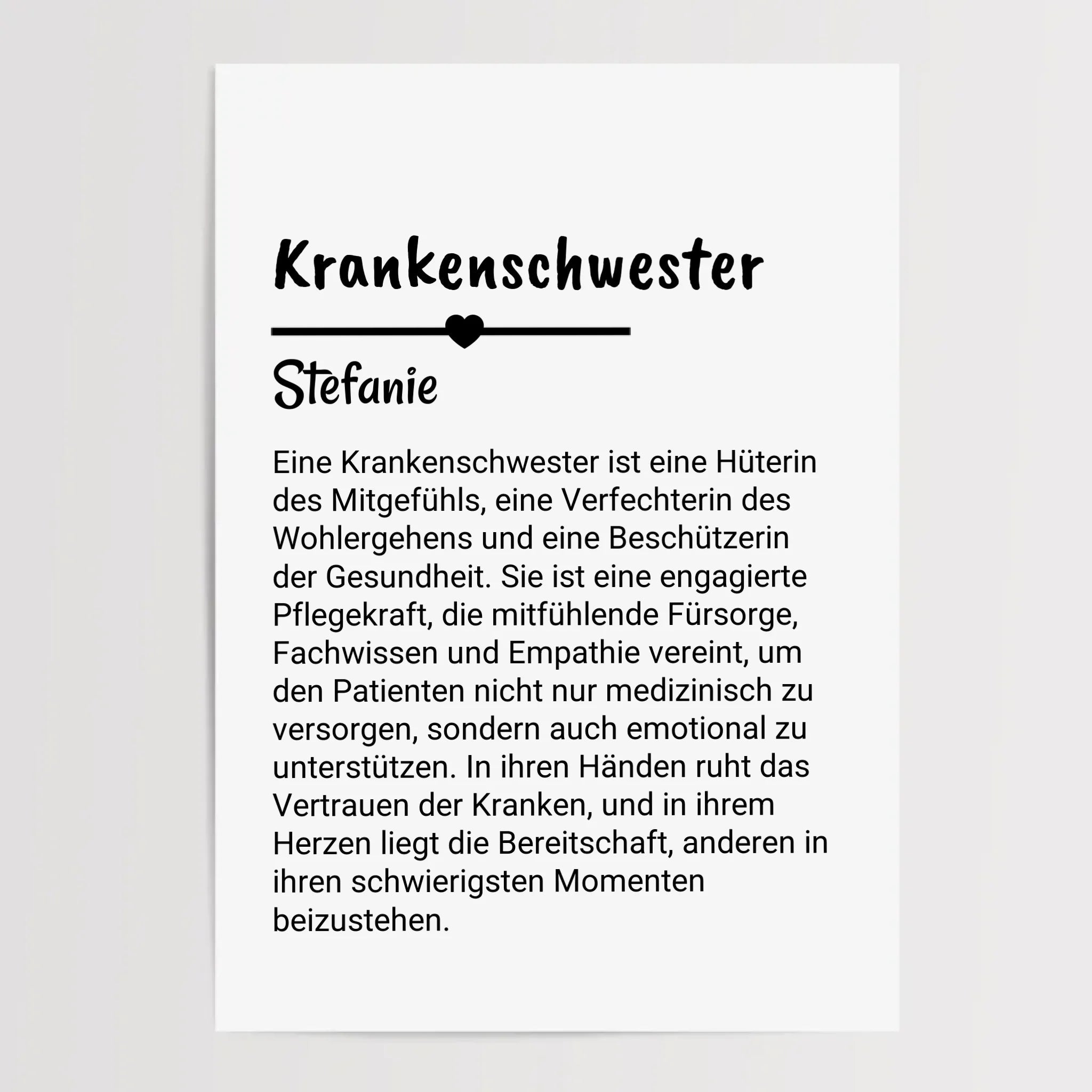 Krankenschwester Definition Poster Geschenk personalisiert - Cantty