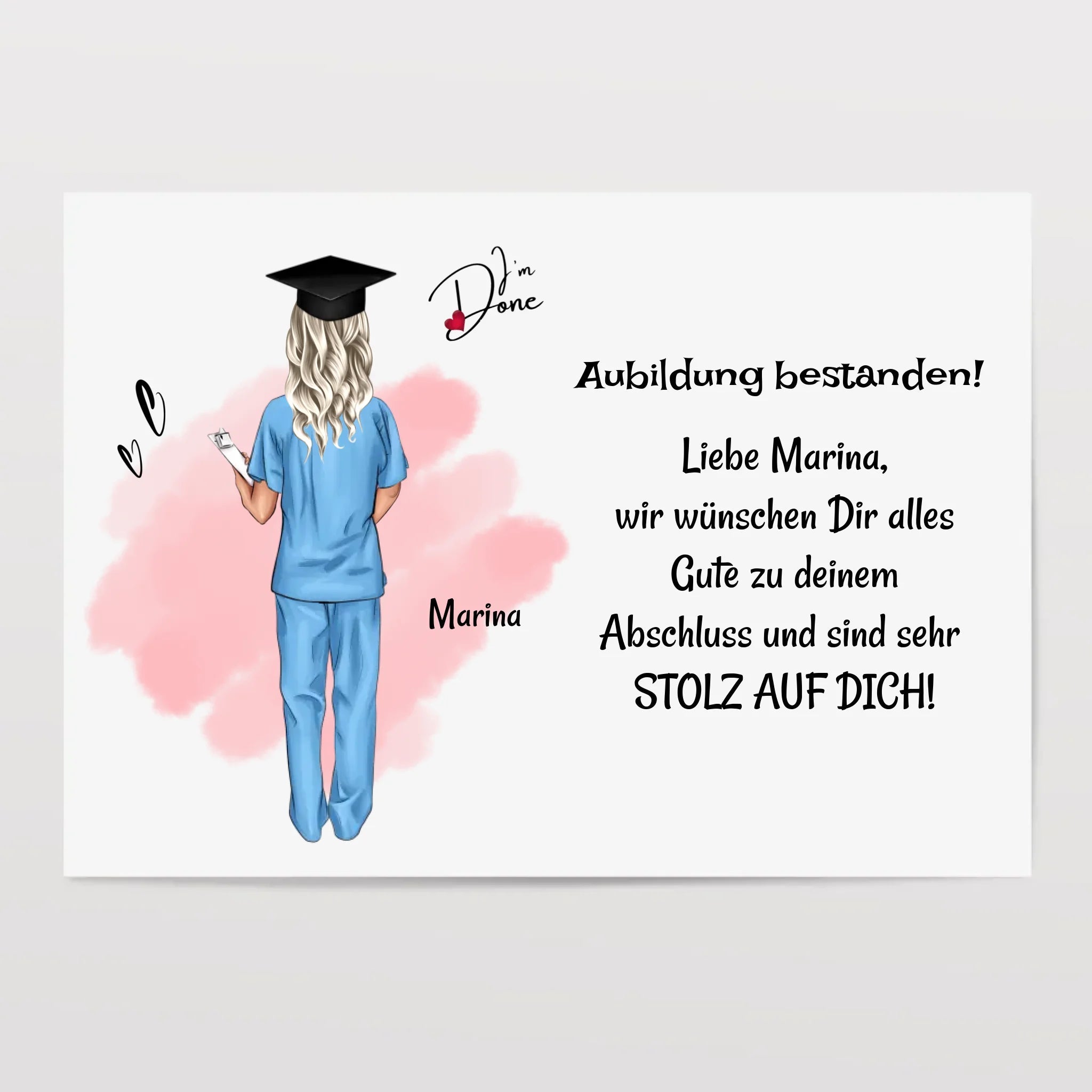 Krankenschwester Examen Ausbildung bestanden Poster Bild Karte Geschenk - Cantty