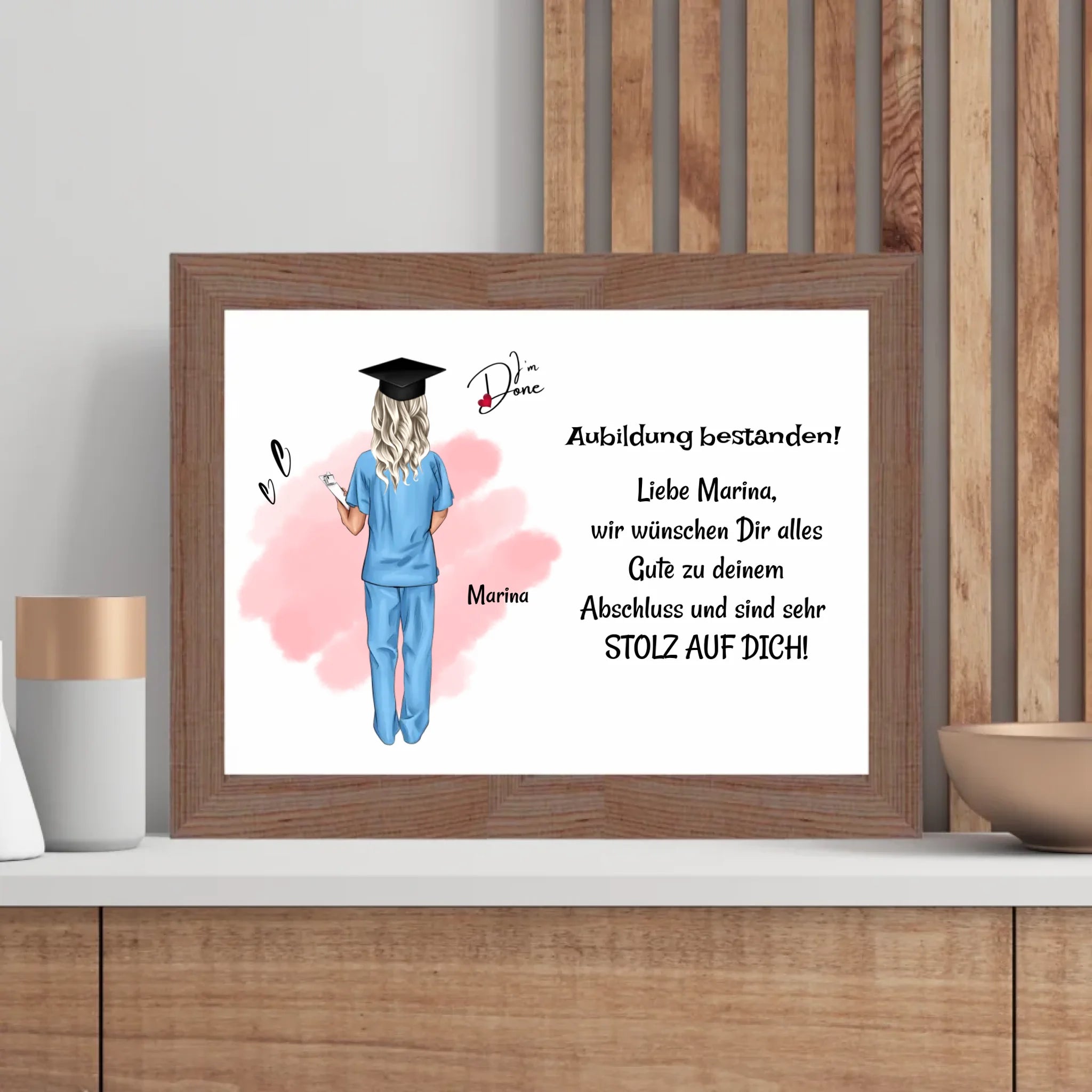 Krankenschwester Examen Ausbildung bestanden Poster Bild Karte Geschenk - Cantty