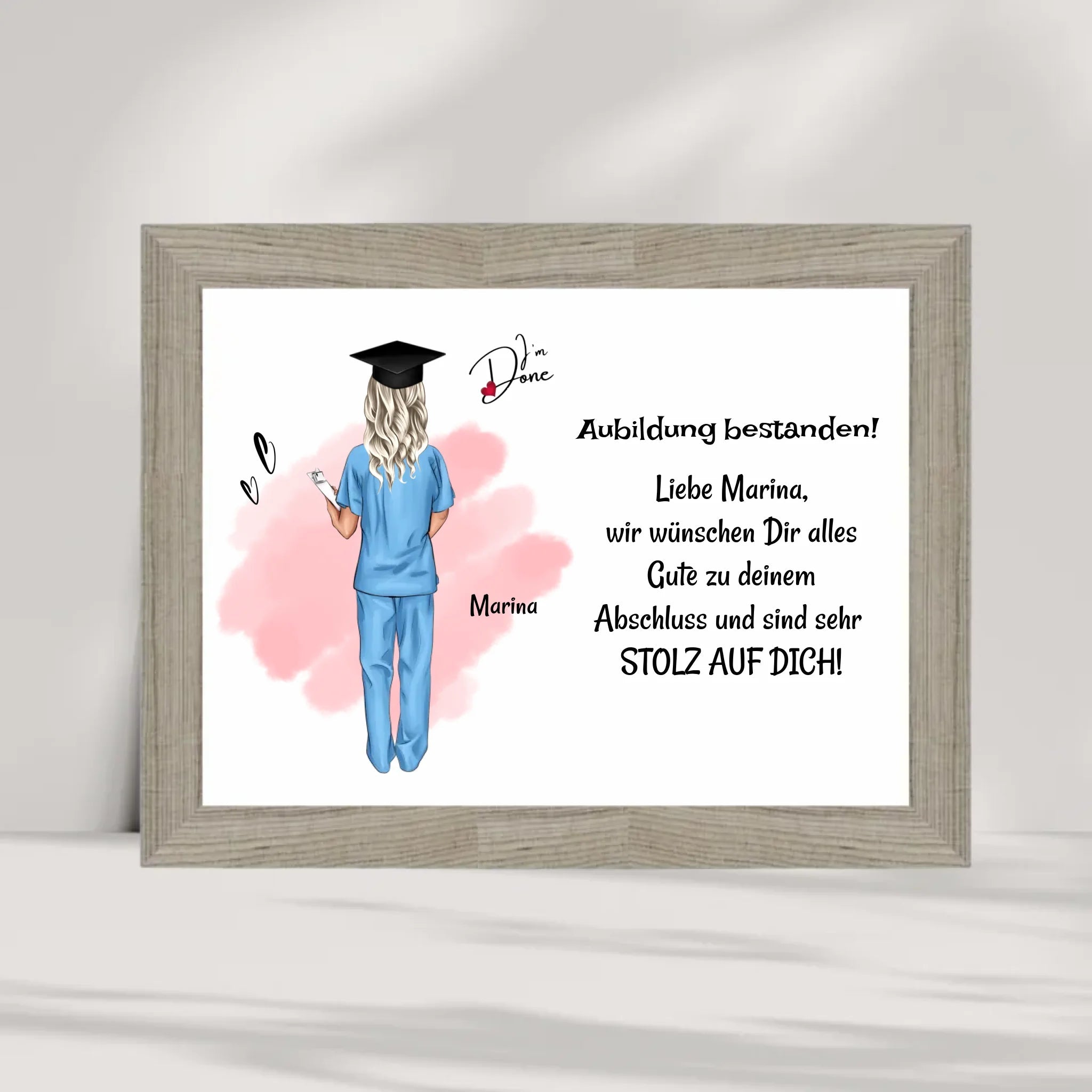Krankenschwester Examen Ausbildung bestanden Poster Bild Karte Geschenk - Cantty